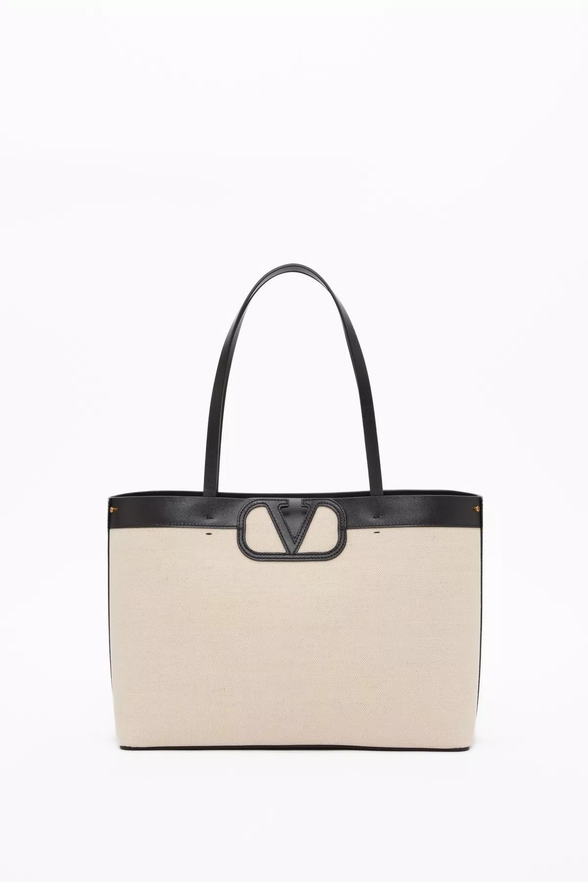 Valentino oc11z0725 Size:OS/Canvas And Calfskin Shopping Bag in White Size ONE SIZE - 1 Thumbnail