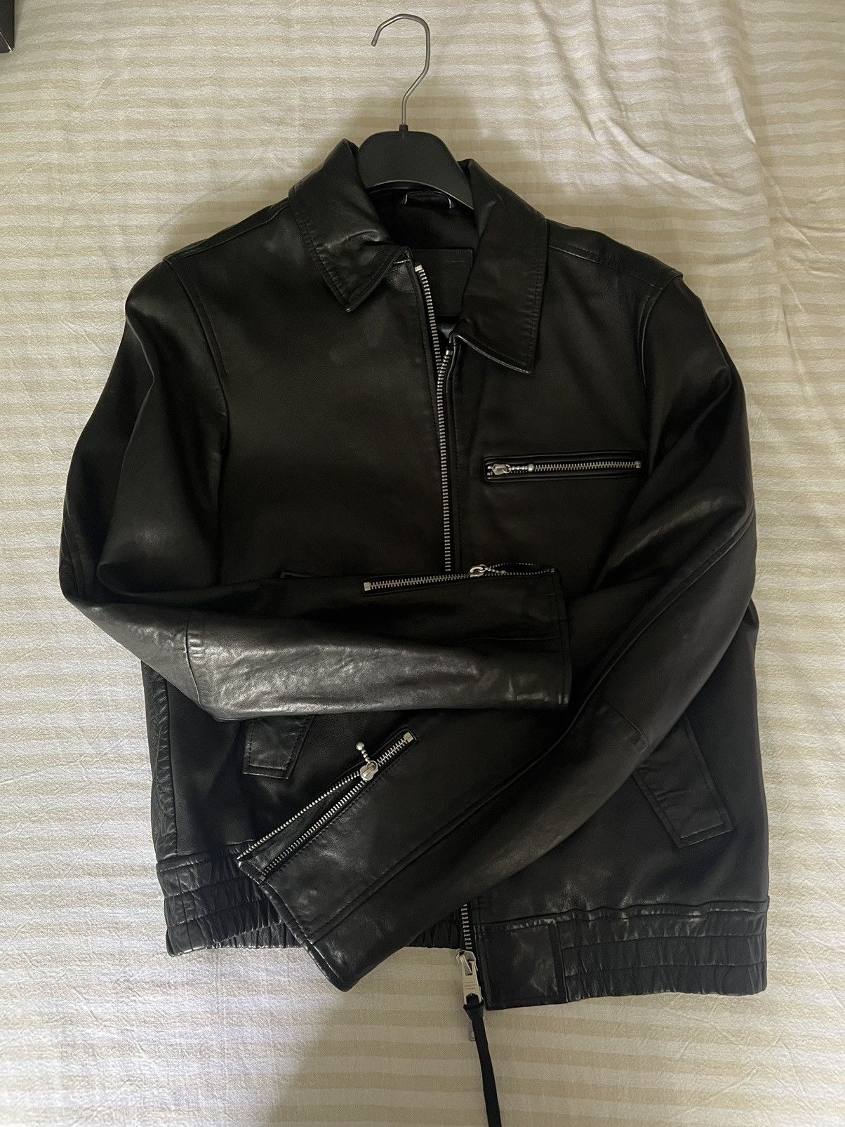 image of Classic Allsaints Leather Jacket in Black, Men's (Size Small)