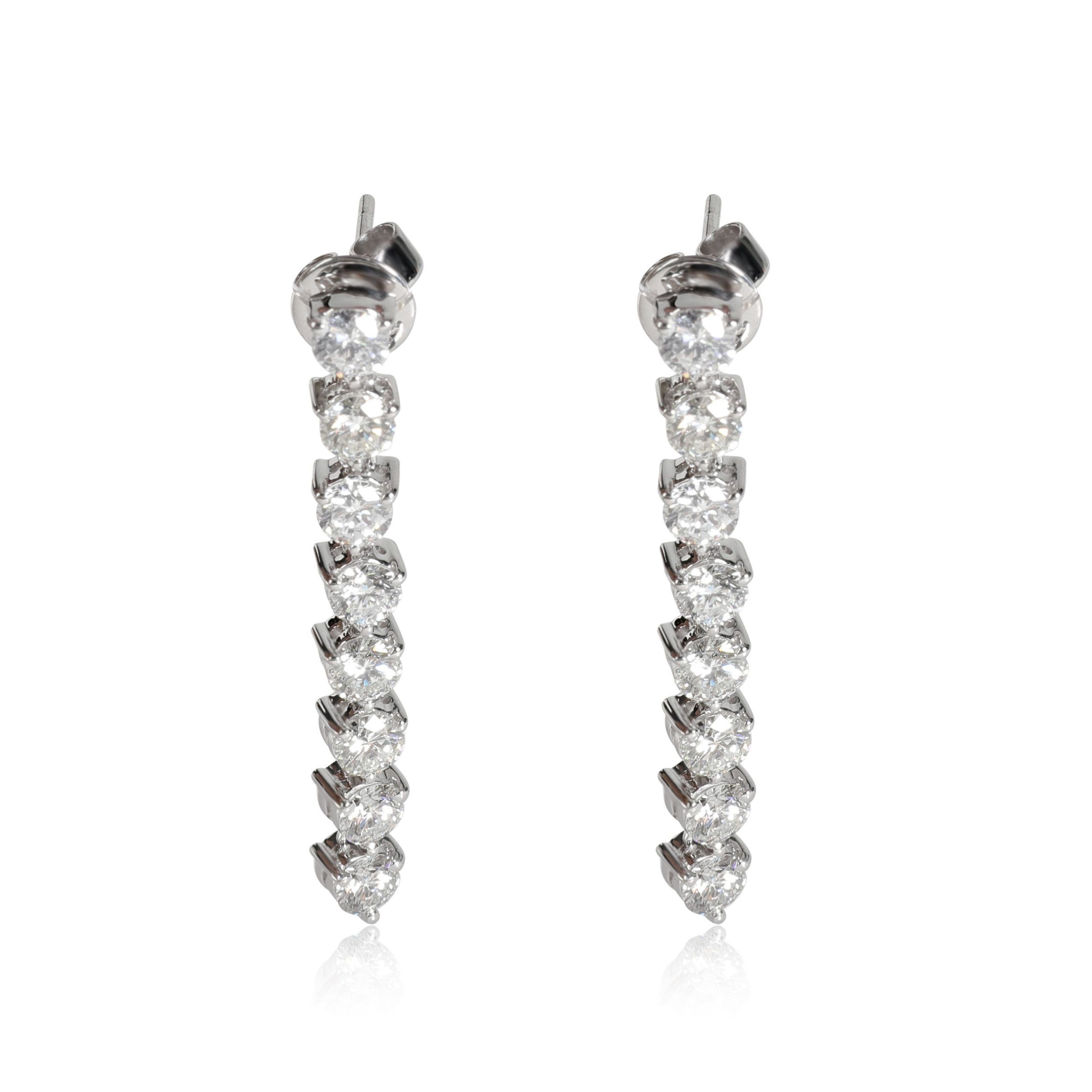 Other 3 Prong Diamond Line Earrings in 18k White Gold 2.4 CTW Size ONE SIZE - 1 Thumbnail