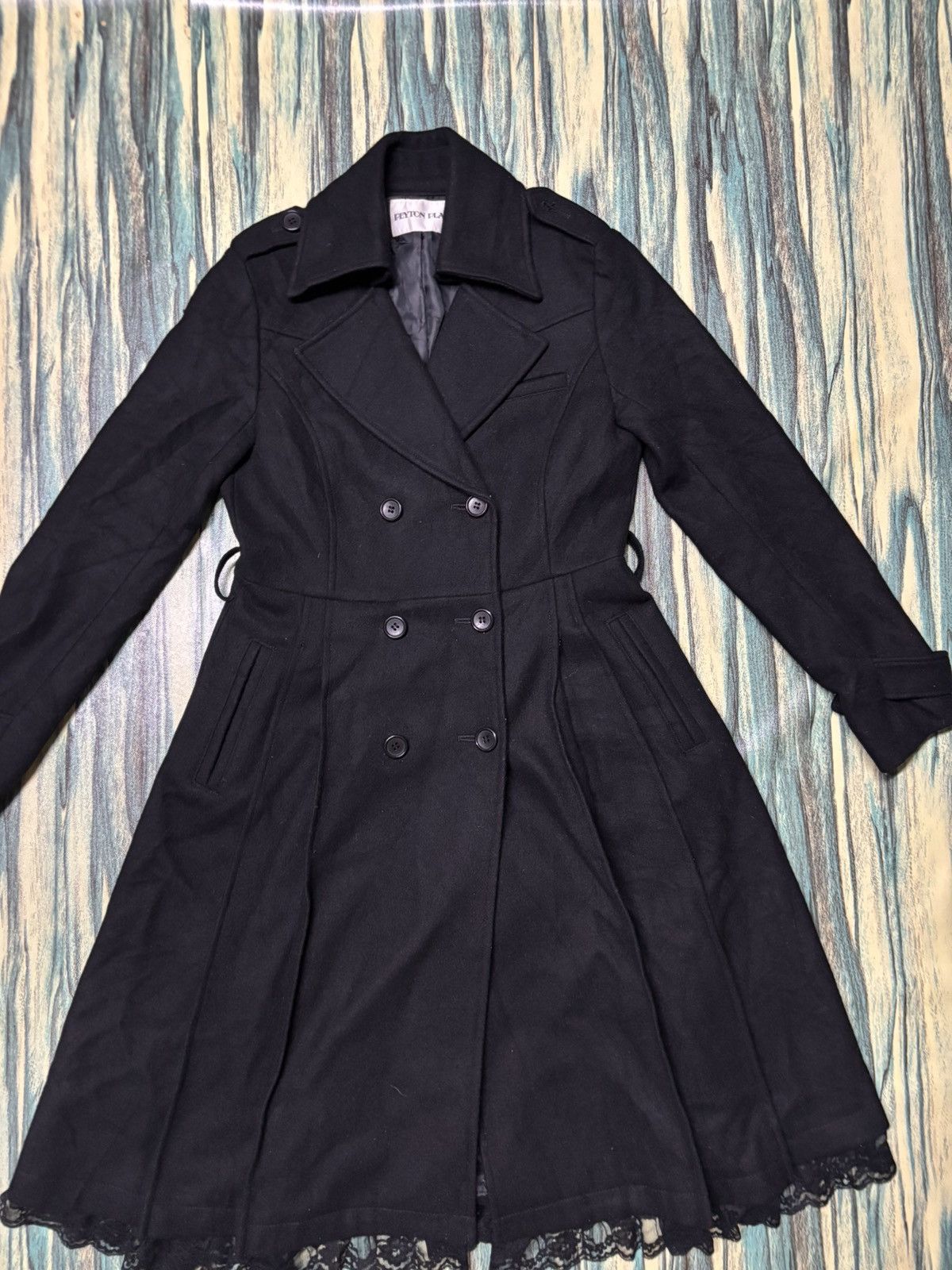 Japanese Brand Peyton Place Black Double Breasted Wool Coat Size M / US 6-8 / IT 42-44 - 2 Thumbnail