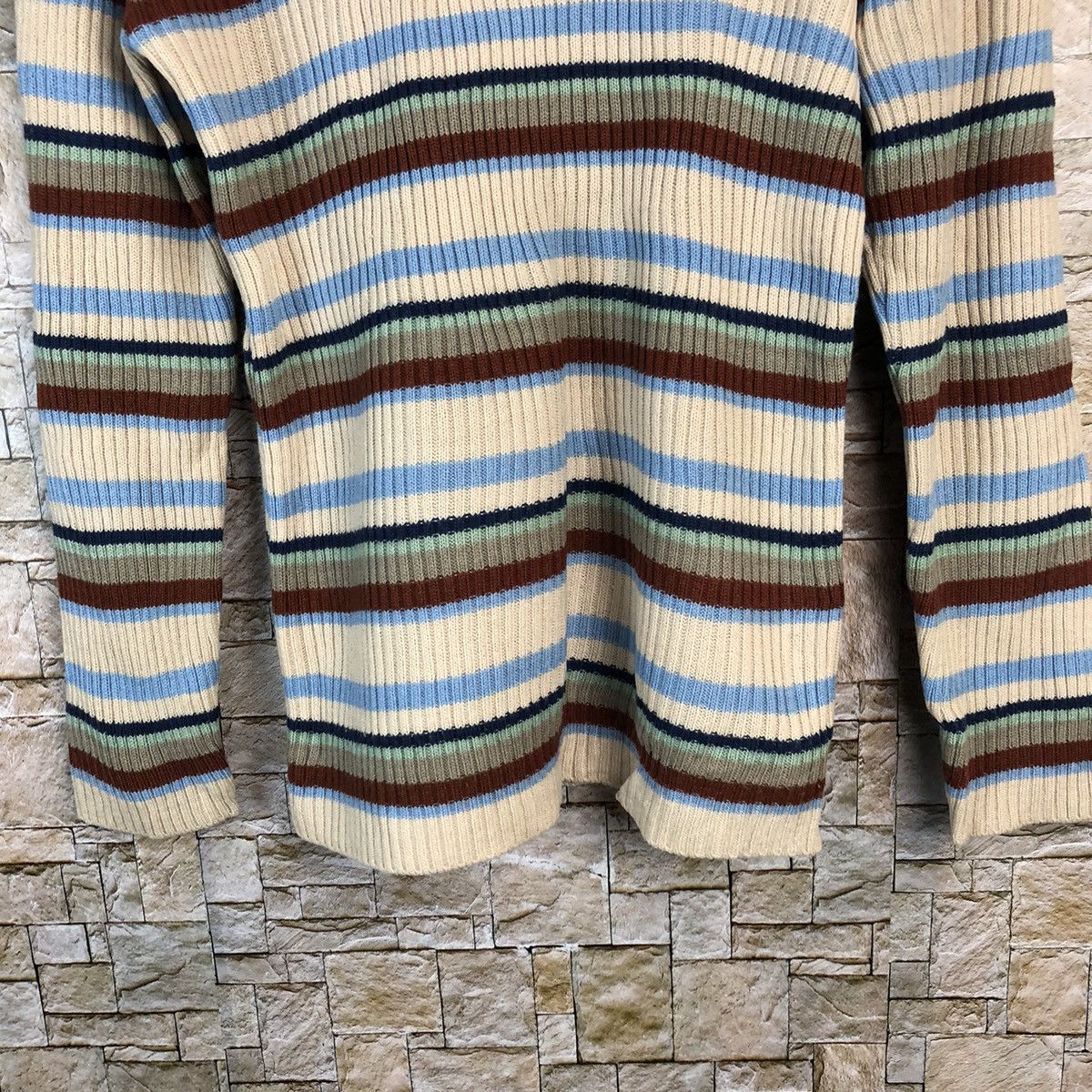 Homespun Knitwear Jeancox Stripe Brown Knitwear #A683 Size M / US 6-8 / IT 42-44 - 6 Thumbnail