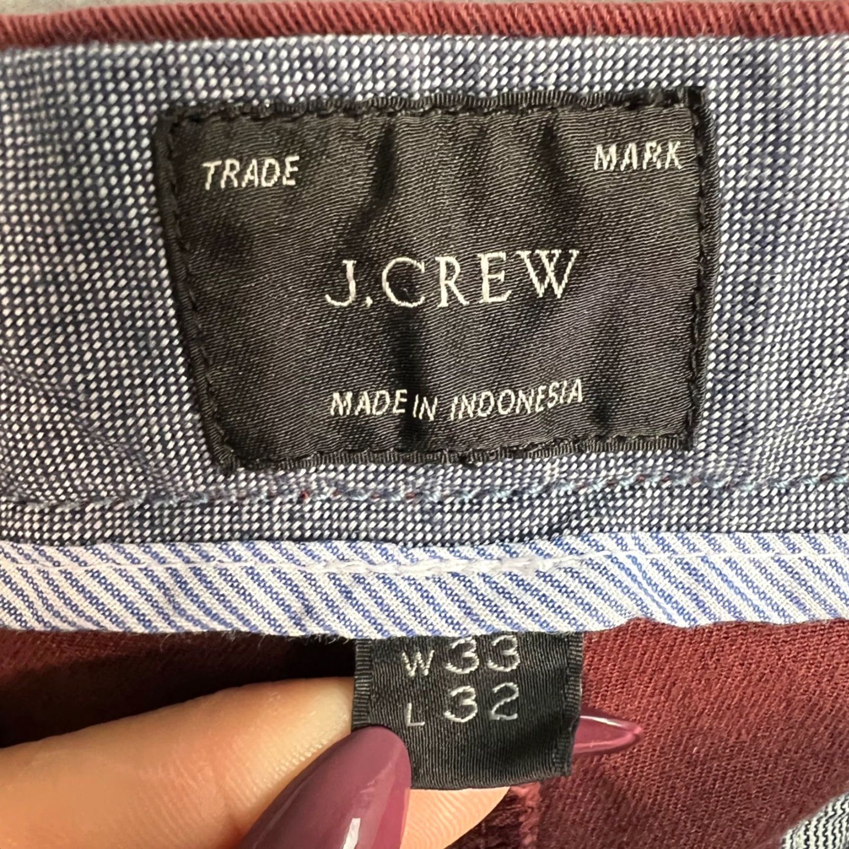 J.Crew J.CREW 484 Mens Slim Chino Pant 33 x 32 Red Cotton Blend Elastane Slim Fit Casual Size US 33 - 3 Thumbnail