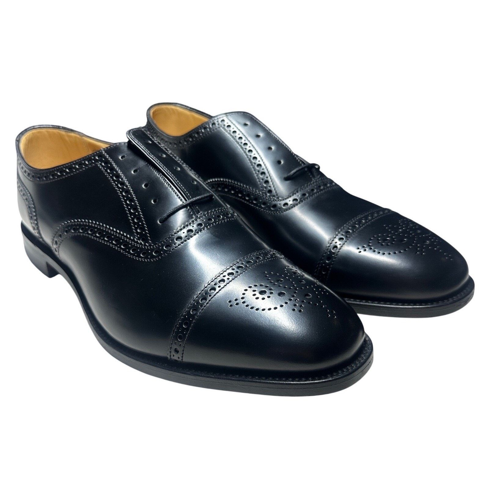 Charles Tyrwhitt Semi Brogue Shoes Mens 12.5 Black NEW
