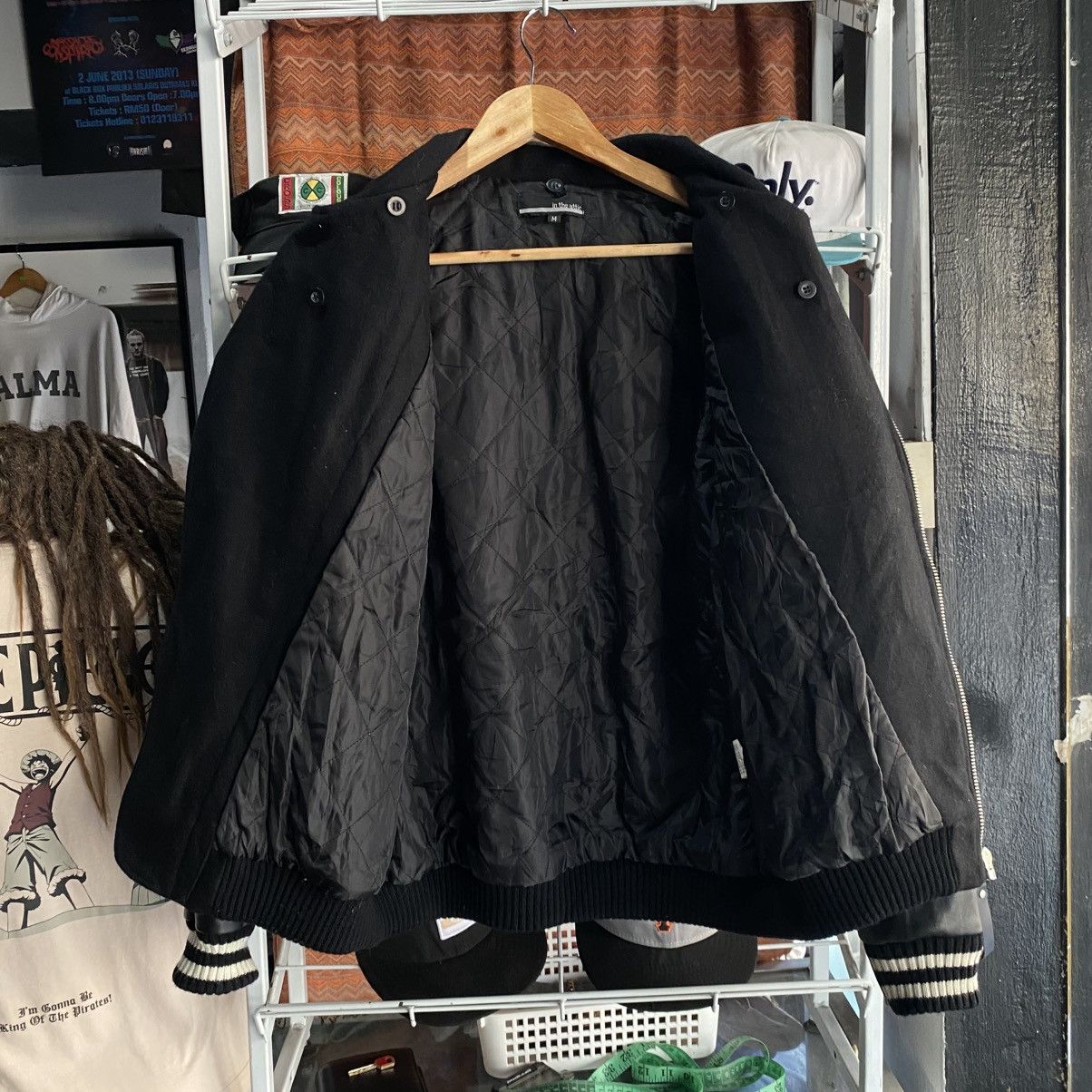In The Attic n The Attic Leather Sleeve Biker Jacket Moto Varsity Hybrid Size US M / EU 48-50 / 2 - 3 Thumbnail