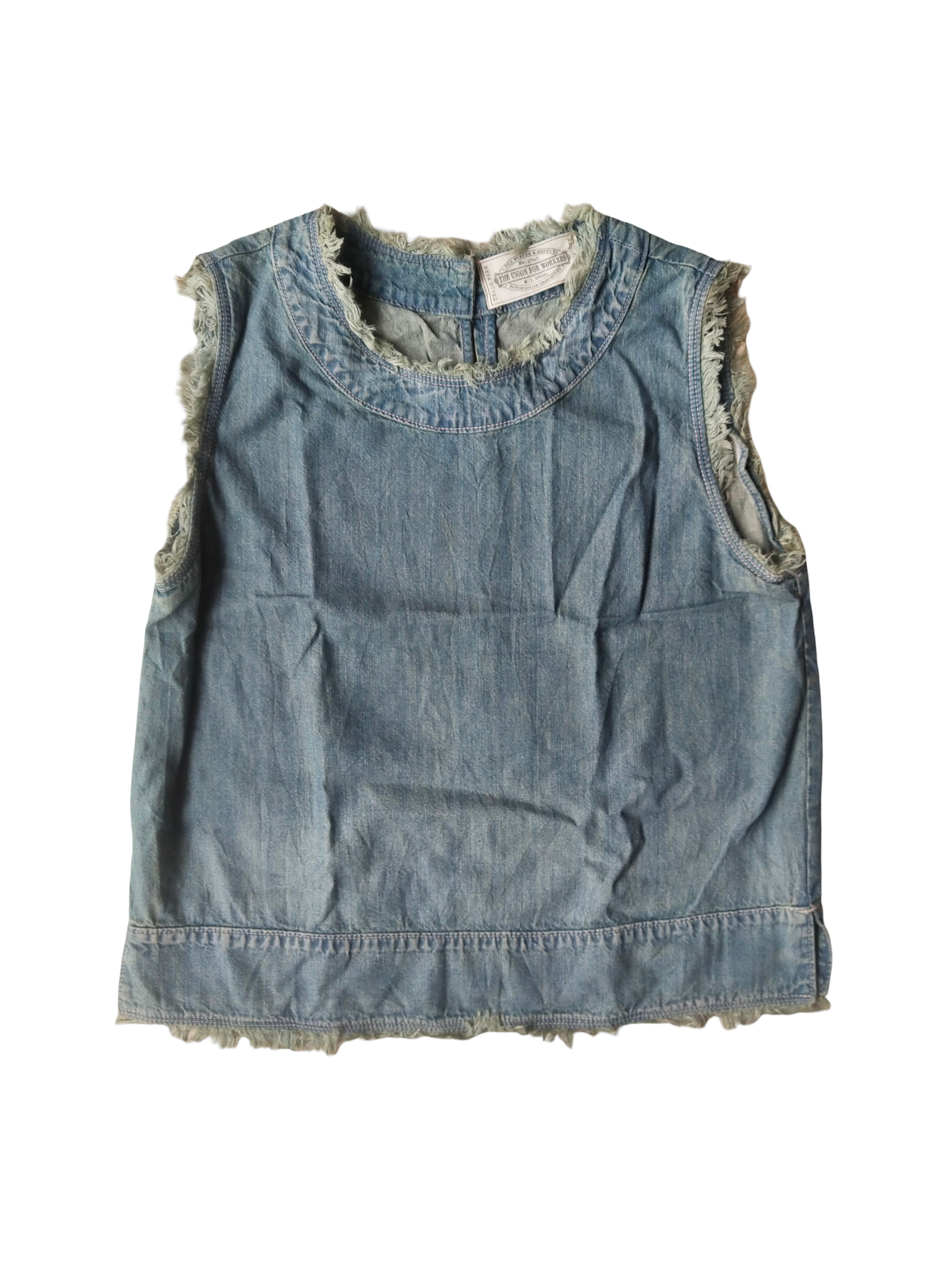 GOA GOA Japan Frayed Denim Sleeveless Top Grunge Size M / US 6-8 / IT 42-44 - 1 Thumbnail