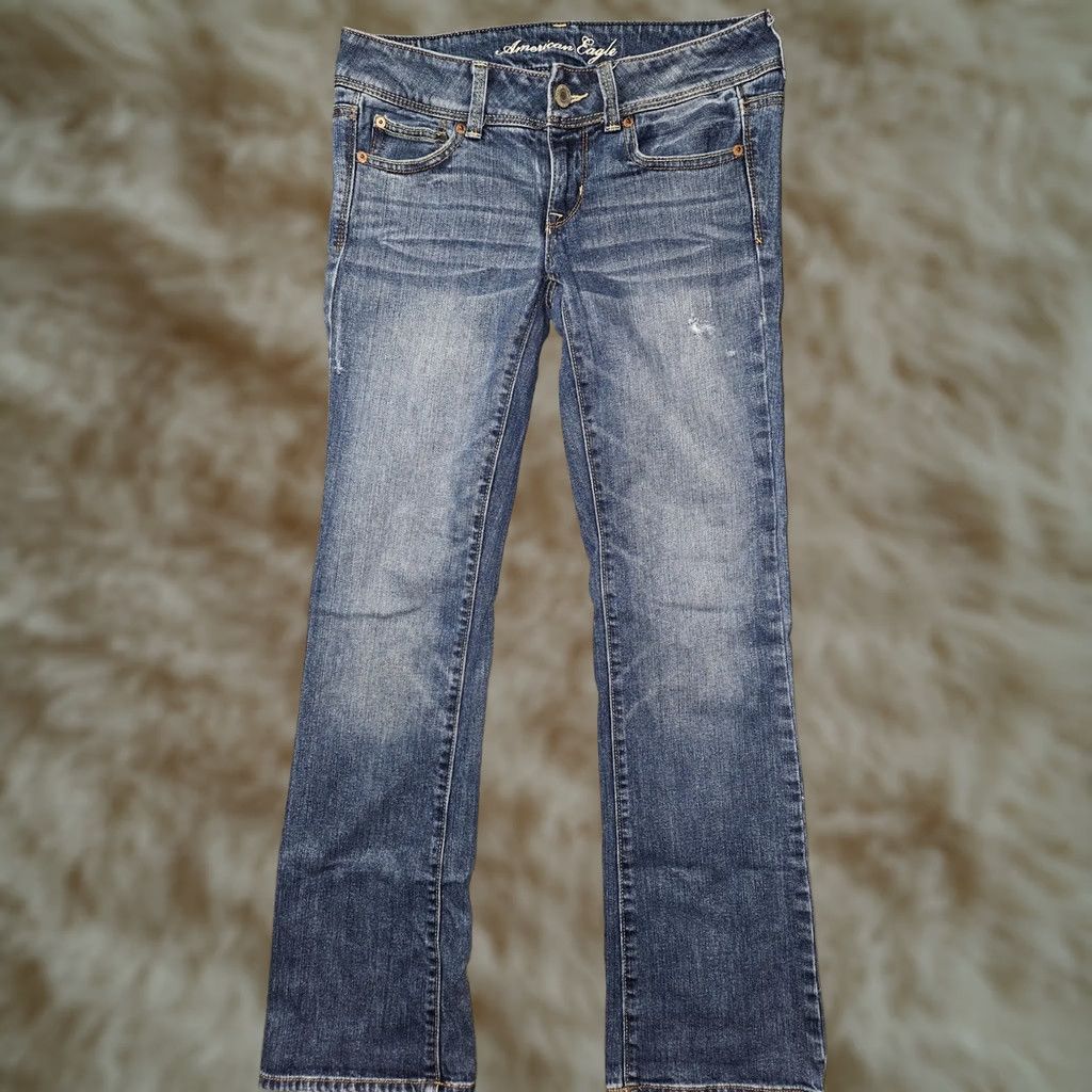 Vintage VINTAGE? No. American Eagle Jeans Womens Slim Bootstretch Distressed 5-Pocket Denim Bootcut Blue Medium 90s City Preppy Womens Size 28" / US 6 / IT 42 - 1 Thumbnail