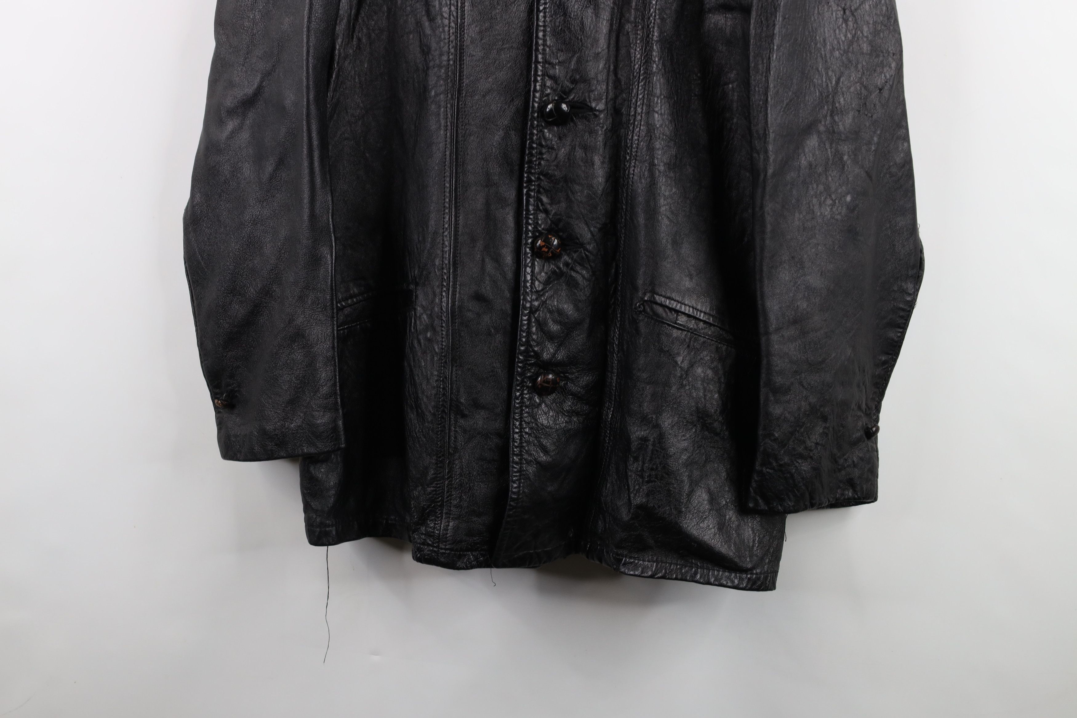 Vintage Vintage 70s Streetwear Full Button Leather Jacket Black Size US L / EU 52-54 / 3 - 3 Thumbnail