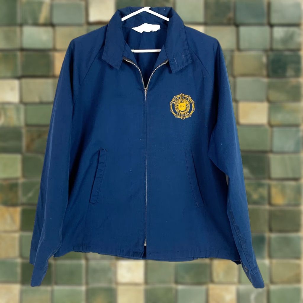Velva Sheen VINTAGE Velva Sheen American Legion Julius Troehmel 269 Full Zip Jacket Large Men Jacket Blue 24" Chest Zip Stand-Up Windbreaker Casual 90s Theme Mens Size US L / EU 52-54 / 3 - 1 Thumbnail