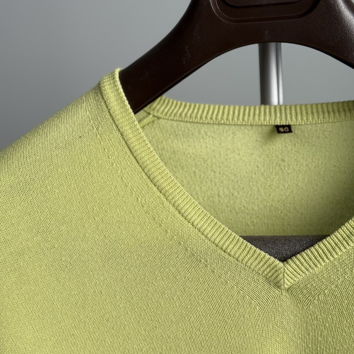 Loro Piana Loro Piana Lime Green Cotton V-Neck Sweater Size 50 Size US M / EU 48-50 / 2 - 9 Thumbnail
