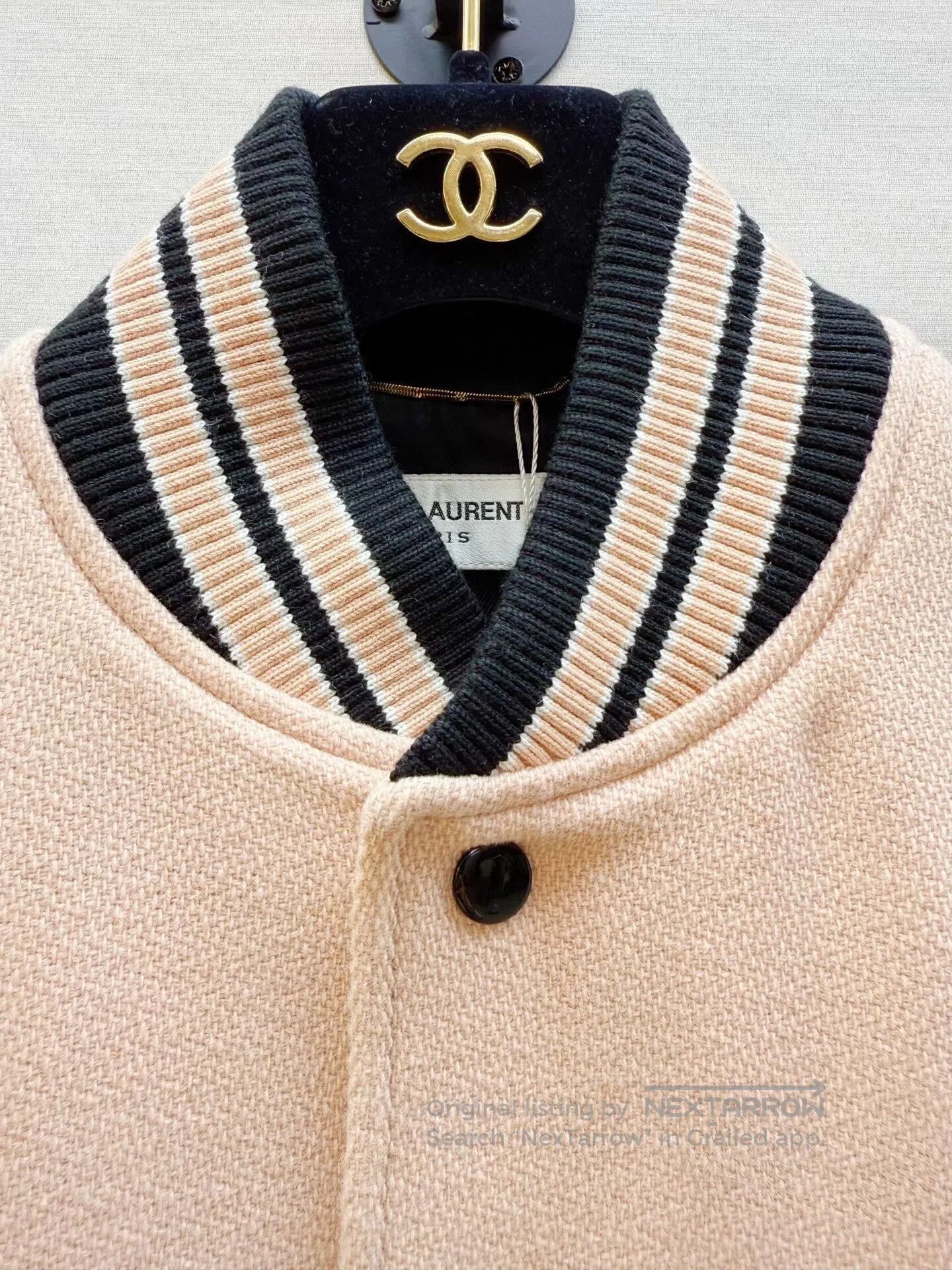 Saint Laurent Paris Saint Laurent Light Pink Baseball Jacket. Size US XXS / EU 40 - 2 Thumbnail