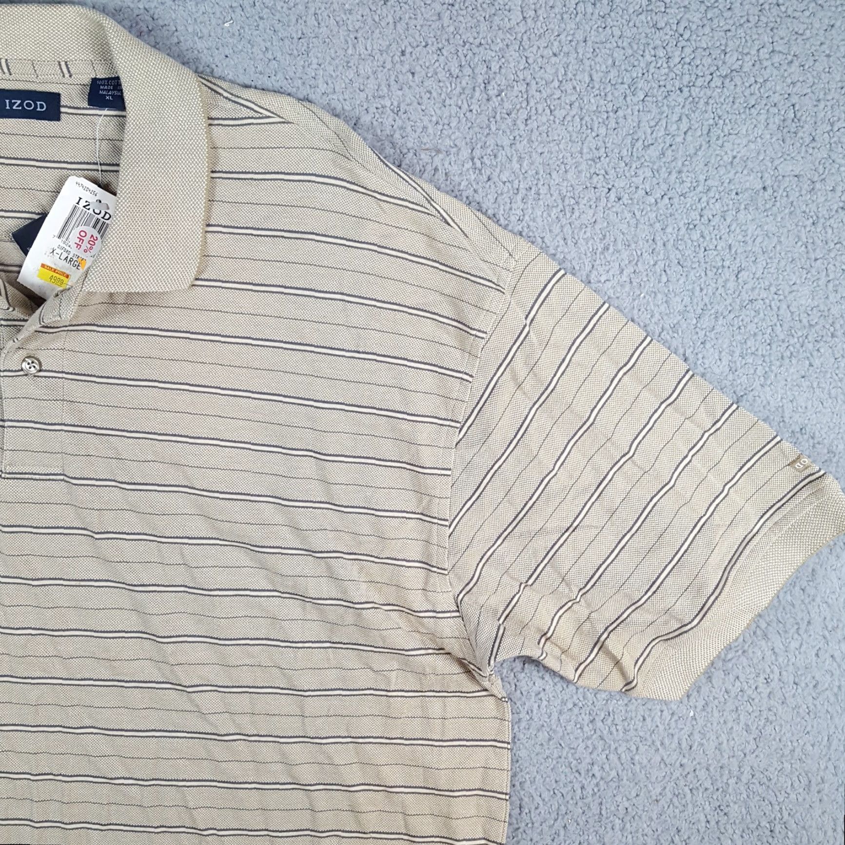 Izod VINTAGE IZOD Polo Shirt Men Beige Striped Golf XL Relaxed Fit Collar Shirt Size US XL / EU 56 / 4 - 2 Thumbnail