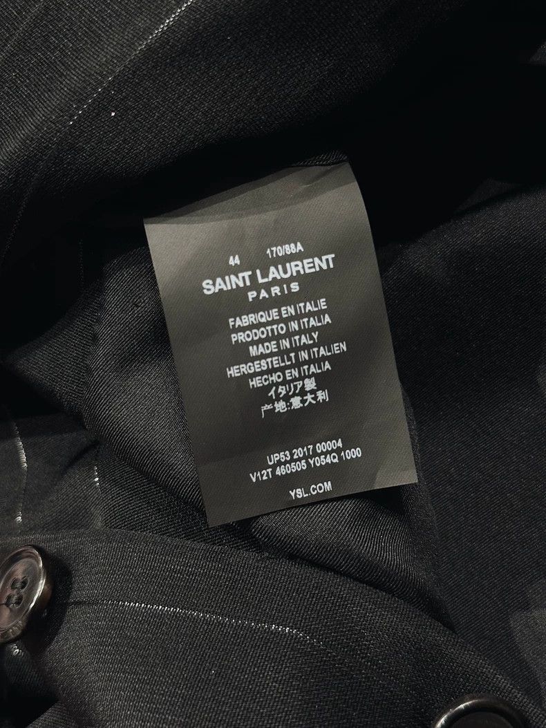 Saint Laurent Paris Saint Laurent Black Silver Stripe Blazer Size US L / EU 52-54 / 3 - 5 Thumbnail