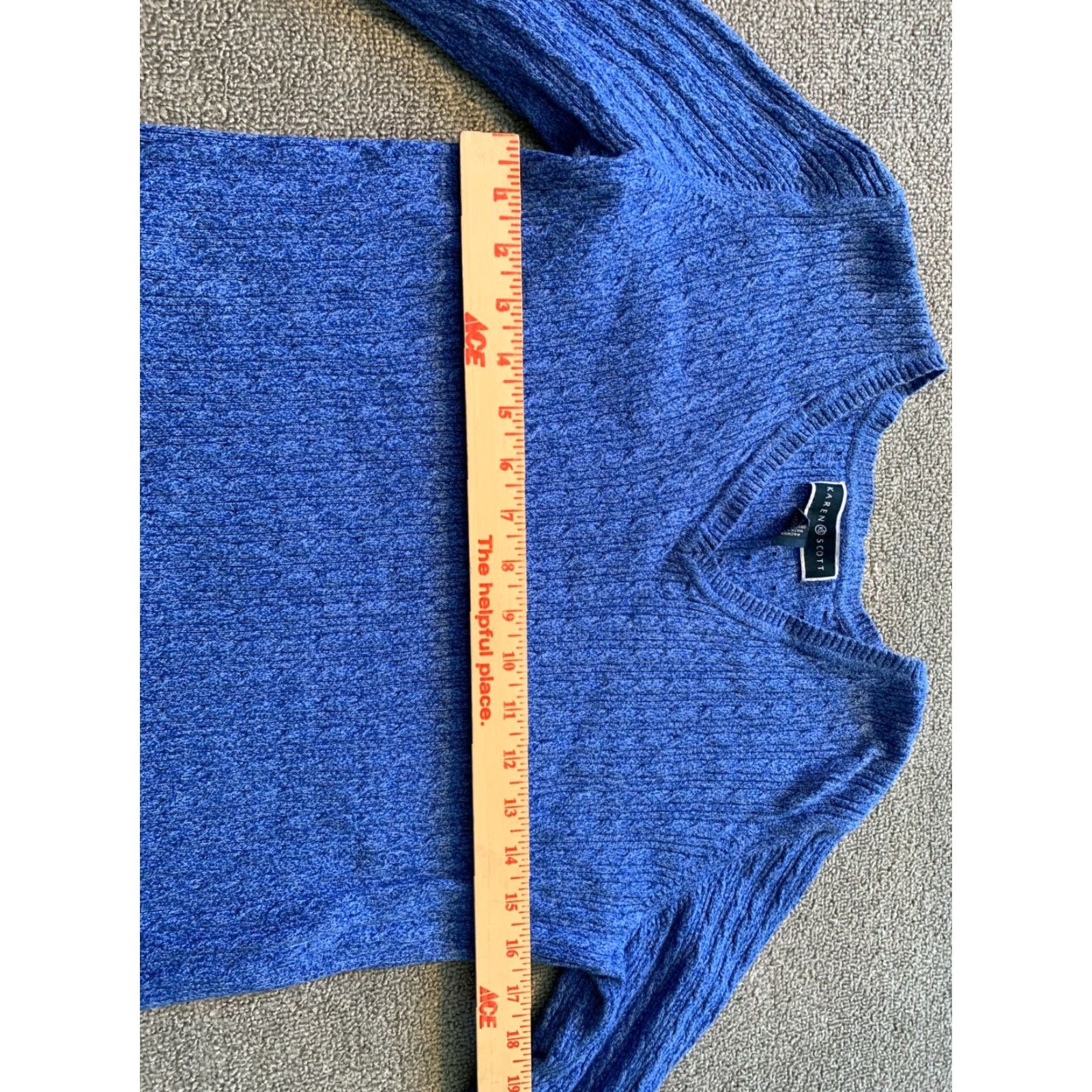 Vintage Karen Scott Woman’s Long Sleeve Sweater Adult Medium Blue Cotton Knit Womens Size M / US 6-8 / IT 42-44 - 5 Thumbnail