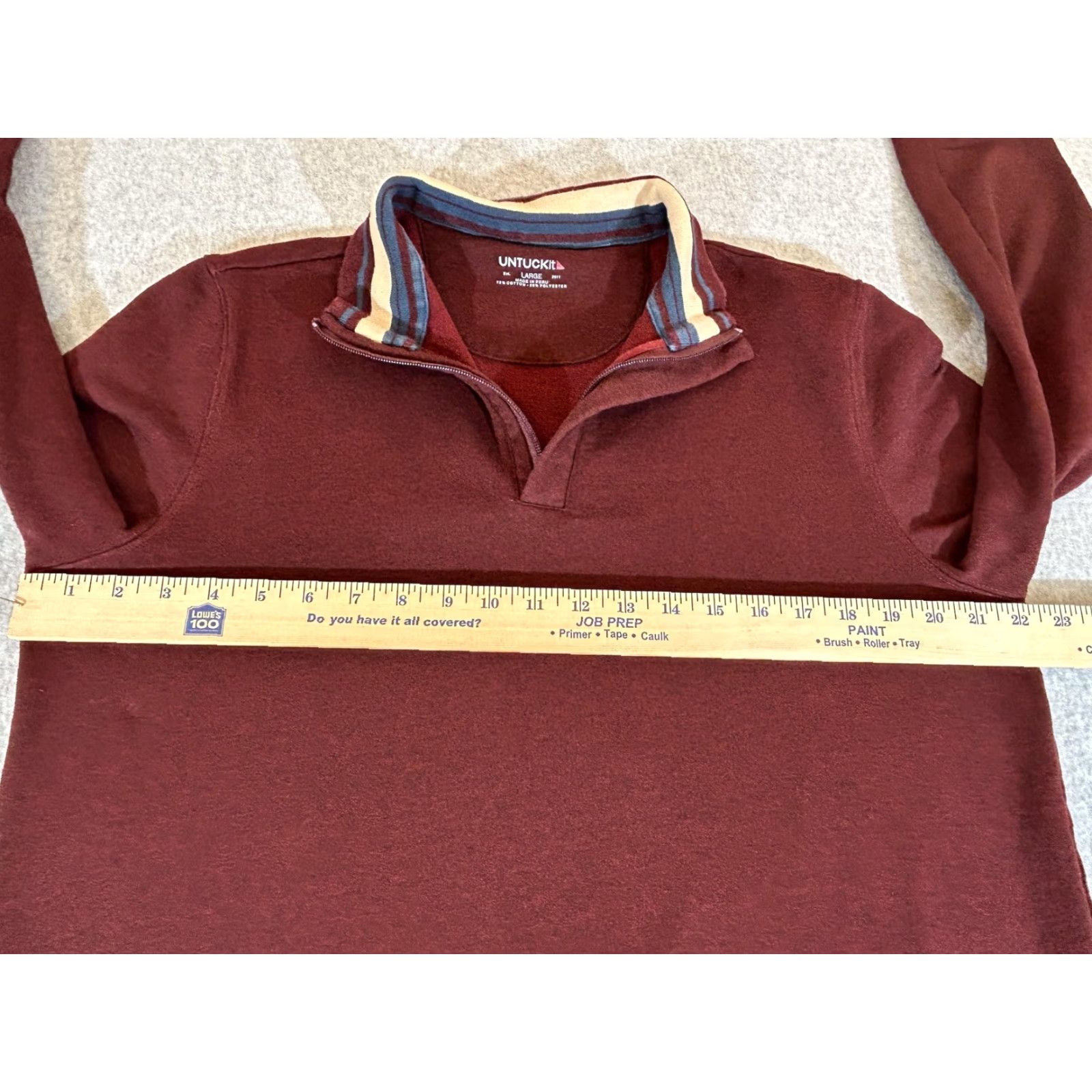 UNTUCKit UNTUCKit Sweater Mens Large Burgundy 1/4 Zip Pullover Knit Mock Neck Casual Pullover Knit Solid 72% cotton 28% polyester Adult Mens Size US L / EU 52-54 / 3 - 2 Thumbnail
