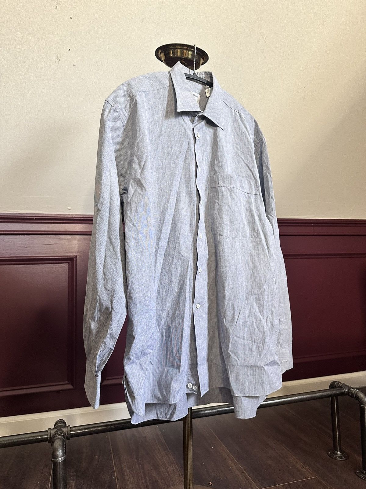 Other LORENZINI exclusive blue/gray micro check shirt Italy Size US L / EU 52-54 / 3 - 15 Thumbnail