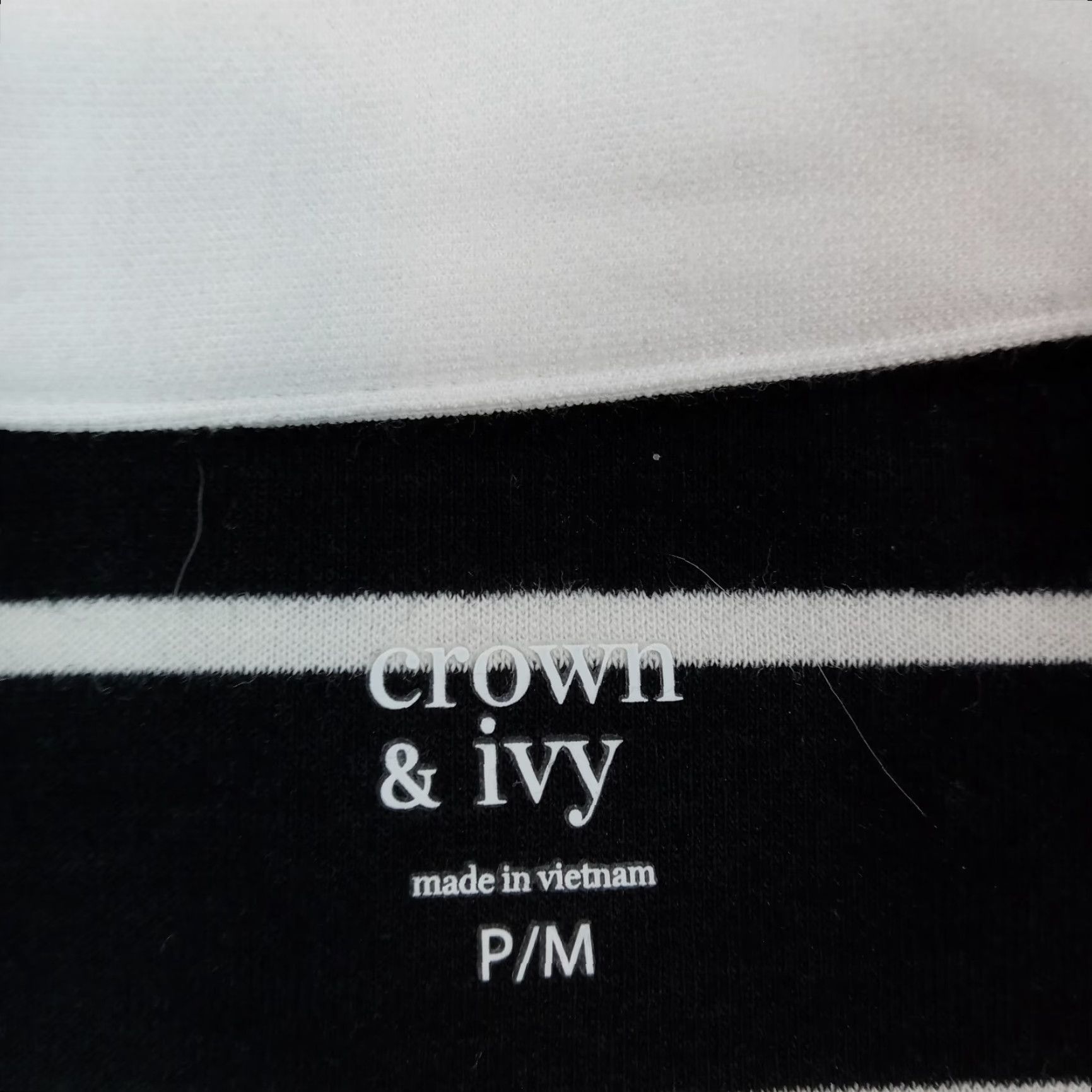 Vintage Crown & Ivy Top Women Petite Medium Black White Striped Oversized Polo Shirt Size M / US 6-8 / IT 42-44 - 5 Thumbnail