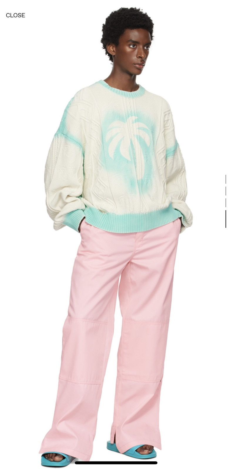 Palm Angels Palm Angels Off White Sprayed Palm Sweater Size US L / EU 52-54 / 3 - 2 Thumbnail