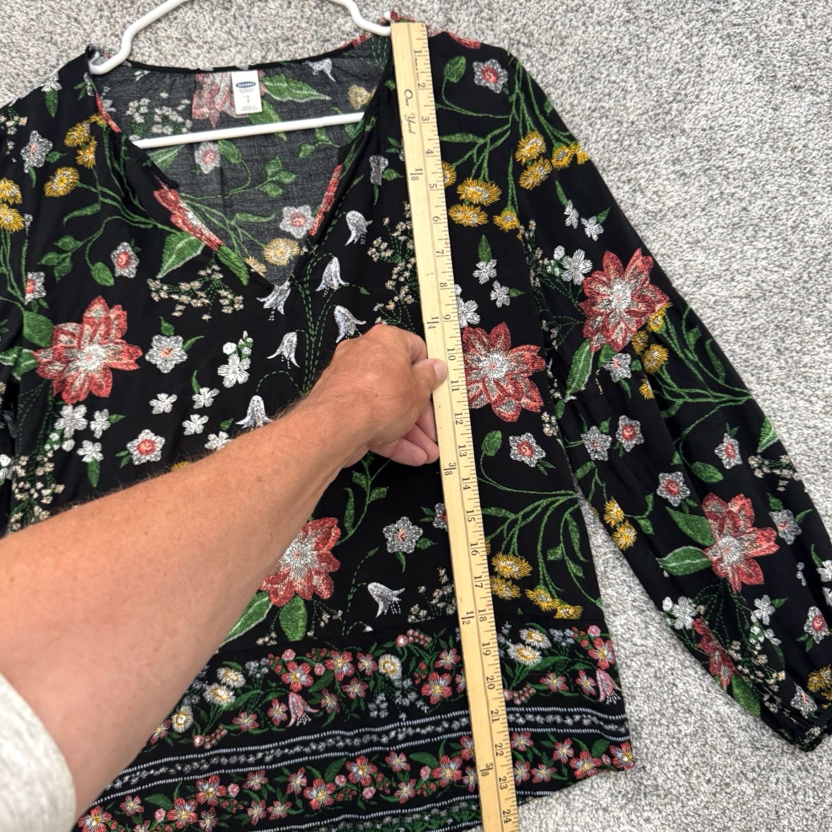 Old Navy Old Navy Blouse Shirt Womens S Black Rayon Boho Peasant Floral Long Sleeve Lightweight Spring Summer Festival Size S / US 4 / IT 40 - 2 Thumbnail
