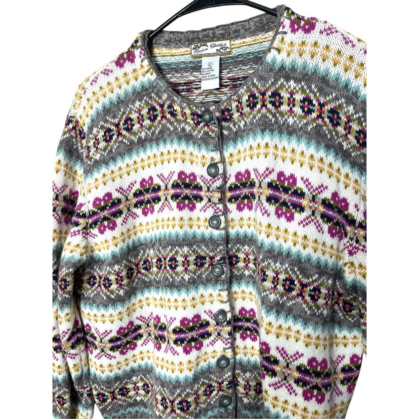 Other Vintage Heirloom Collectibles Fair Isles Button Front Cardigan Sweater Size L Size L / US 10 / IT 46 - 2 Thumbnail