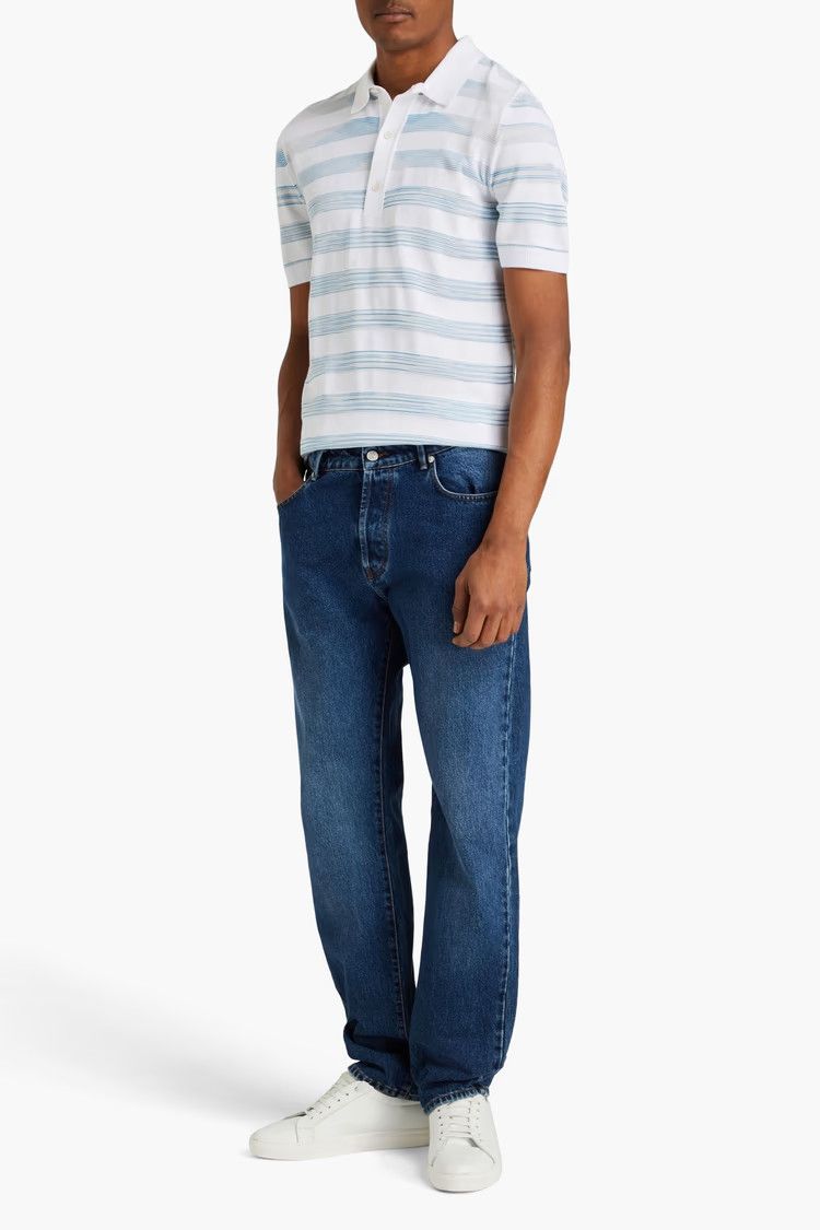 Missoni o1y0225 Polo Shirt in White/Blue Size US M / EU 48-50 / 2 - 2 Thumbnail