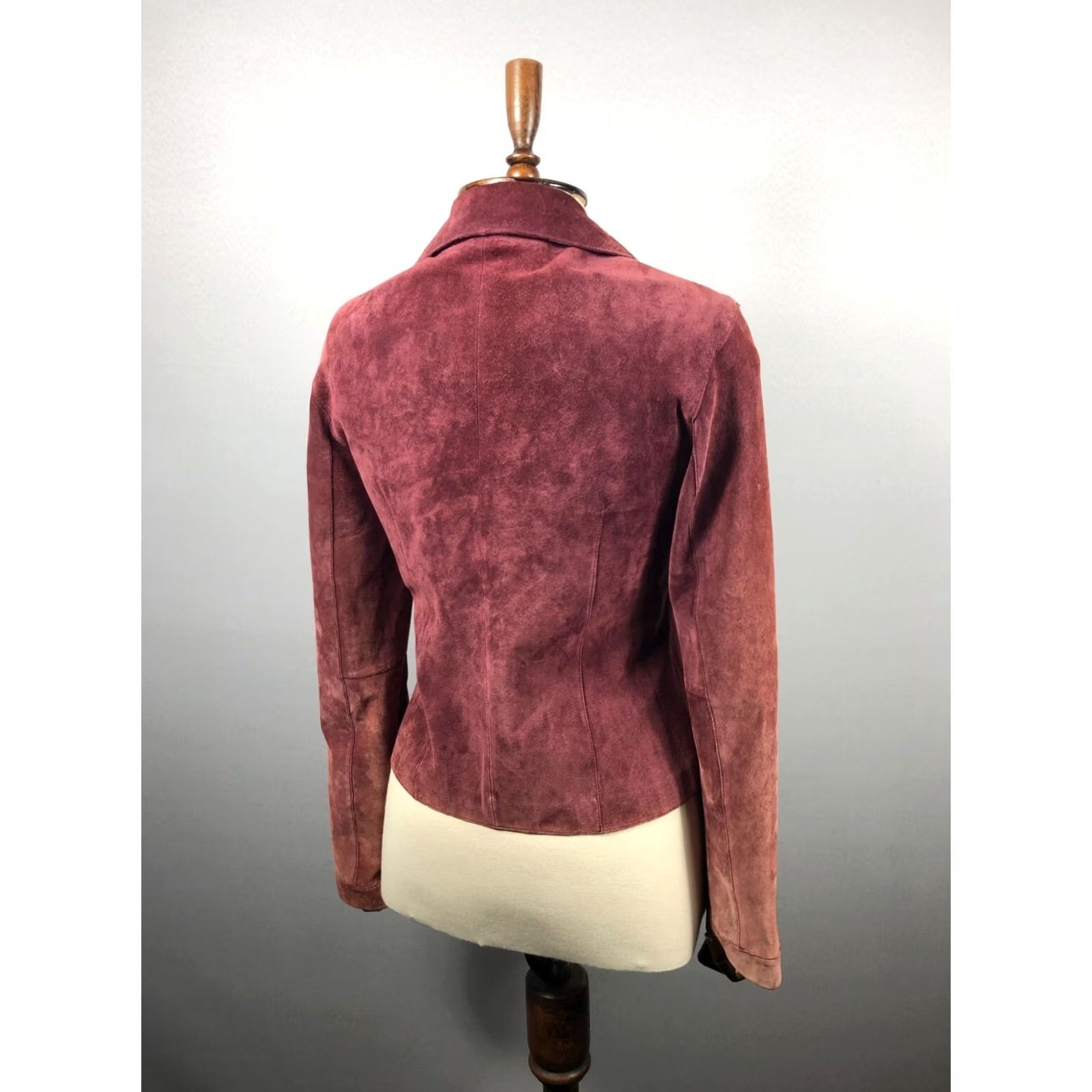Vintage Chine Collection Real Leather Burgundy Jacket Women Size 3 Shirt Jacket Regular Fit Long Sleeve Womens Size XS / US 0-2 / IT 36-38 - 3 Thumbnail