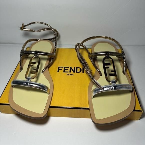 Fendi - New FENDI Metallic Nappa Fendi O'Lock Gladiator Flat Sanda Size US 7.5 / IT 37.5 - 10 Thumbnail