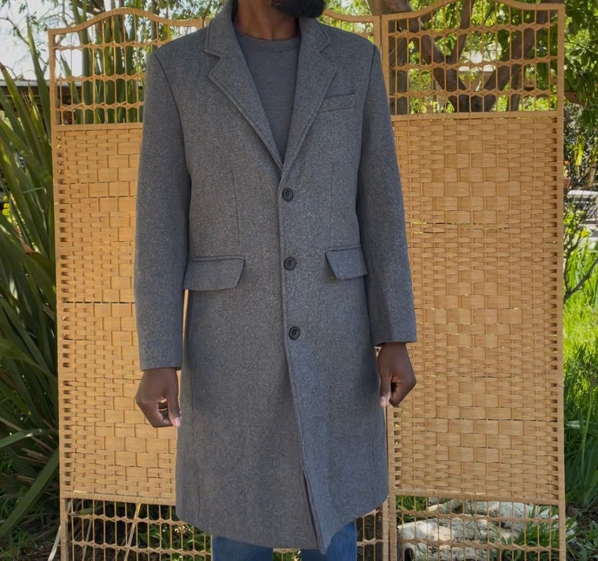 Vintage Charcoal Grey Wool Blend Overcoat – Quilted Lining Size US M / EU 48-50 / 2 - 1 Thumbnail