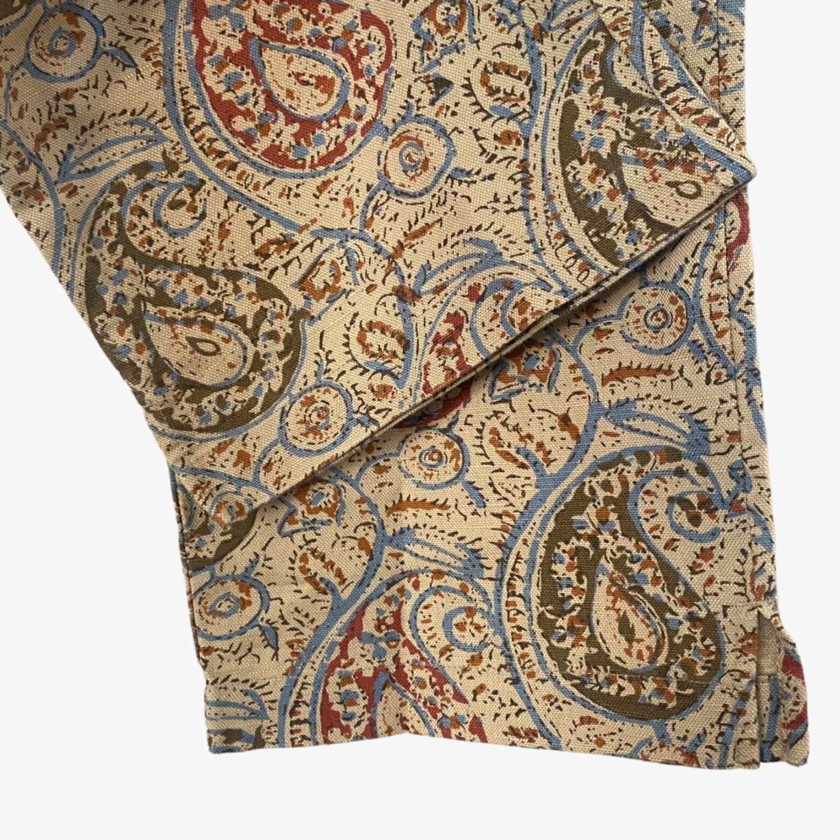 Ralph Lauren VINTAGE Lauren Ralph Lauren Pants Paisley Cropped Women's 10P Tan Linen Cotton High Rise Straight Leg 24" Inseam Womens Size 32" / US 10 / IT 46 - 7 Thumbnail