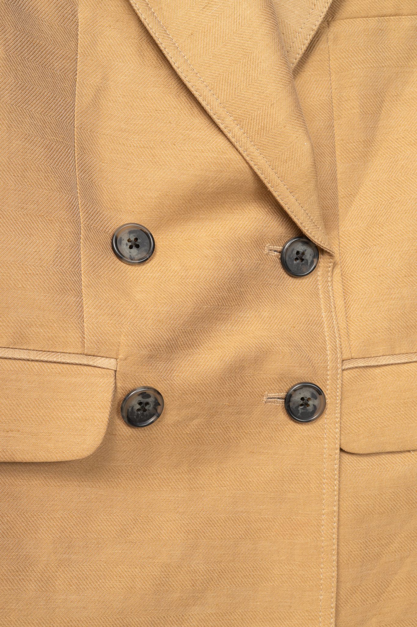 SMYTHE Smythe Tan Herringbone Oversized Double-Breasted Blazer Size XS / US 0-2 / IT 36-38 - 8 Thumbnail