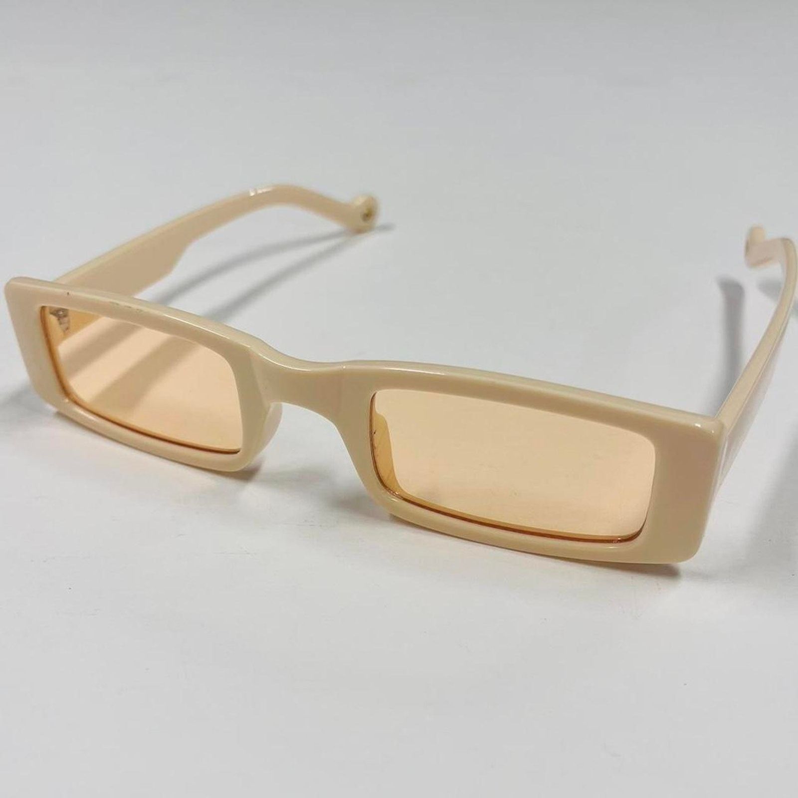 Vintage Y2k 2000s vintage style cream tan rectangular sunglasses Size ONE SIZE - 1 Thumbnail