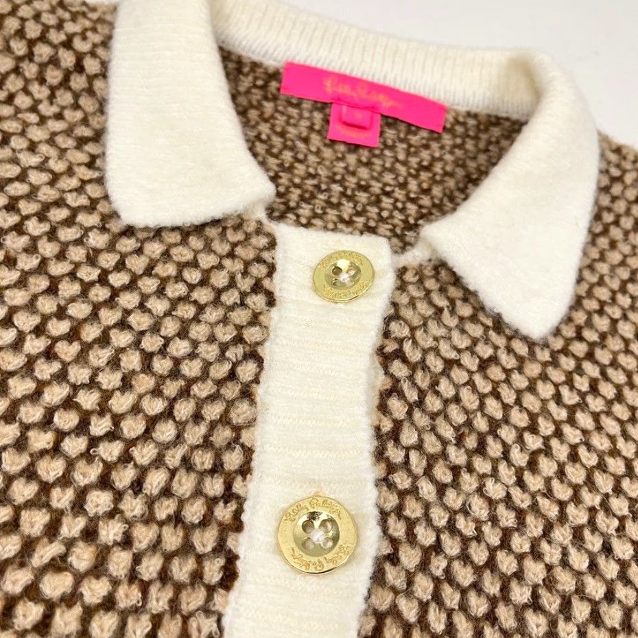 Lilly Pulitzer Lilly Pulitzer Cardigan Sweater Womens Small Brown Tweed Stretch Work Chic Prep Cardigan Knit Crew Neck 3/4 Sleeve Lightweight Pockets Regular Size S / US 4 / IT 40 - 7 Thumbnail