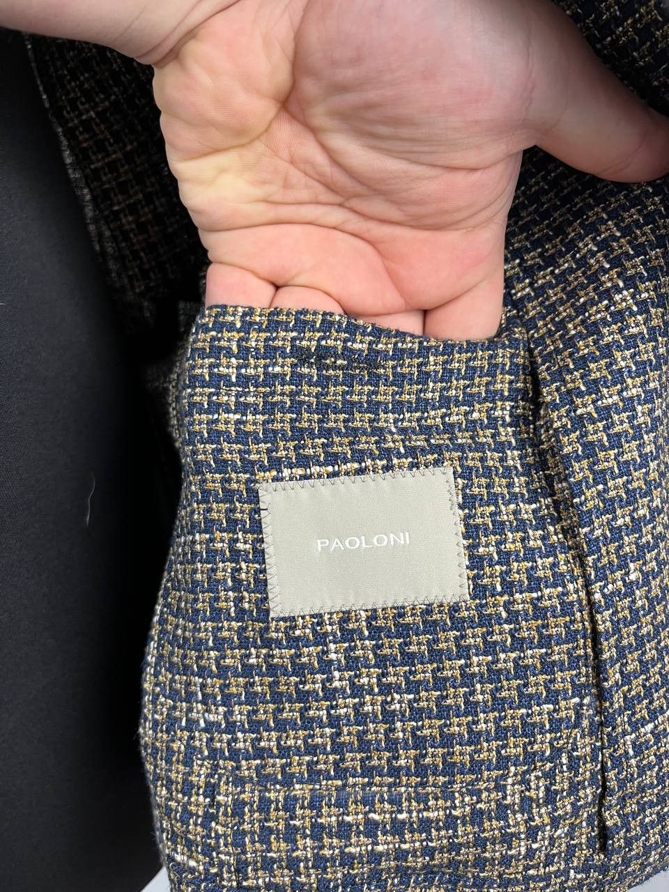 Paoloni Paoloni Italy Men's Cotton Linen Houndstooth Blazer Size 54 Size US XL / EU 56 / 4 - 9 Thumbnail