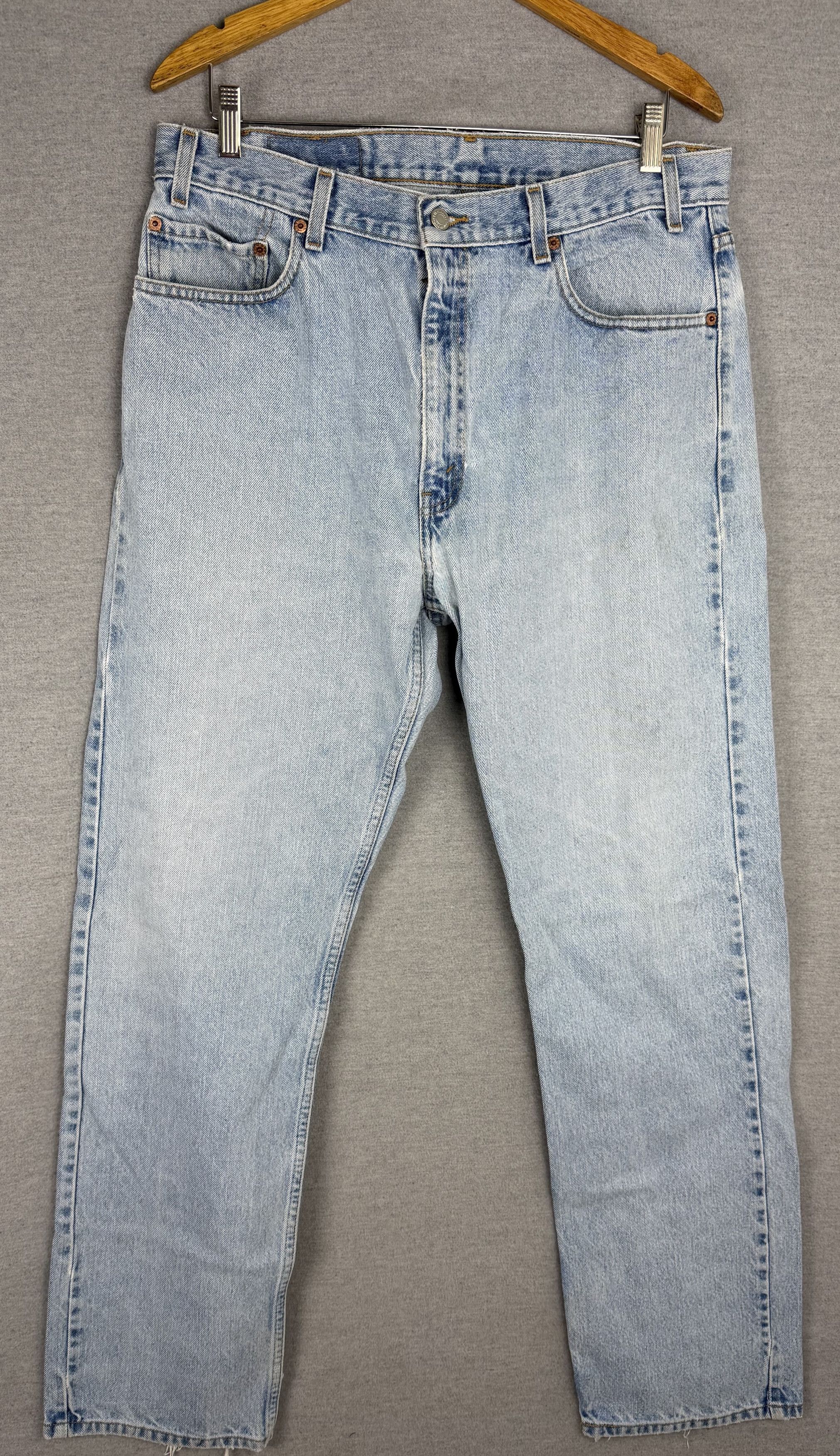 Levi's Levi's 505 Regular Fit Light Wash Jeans Mens 90s y2k Vintage Size US 33 - 2 Thumbnail