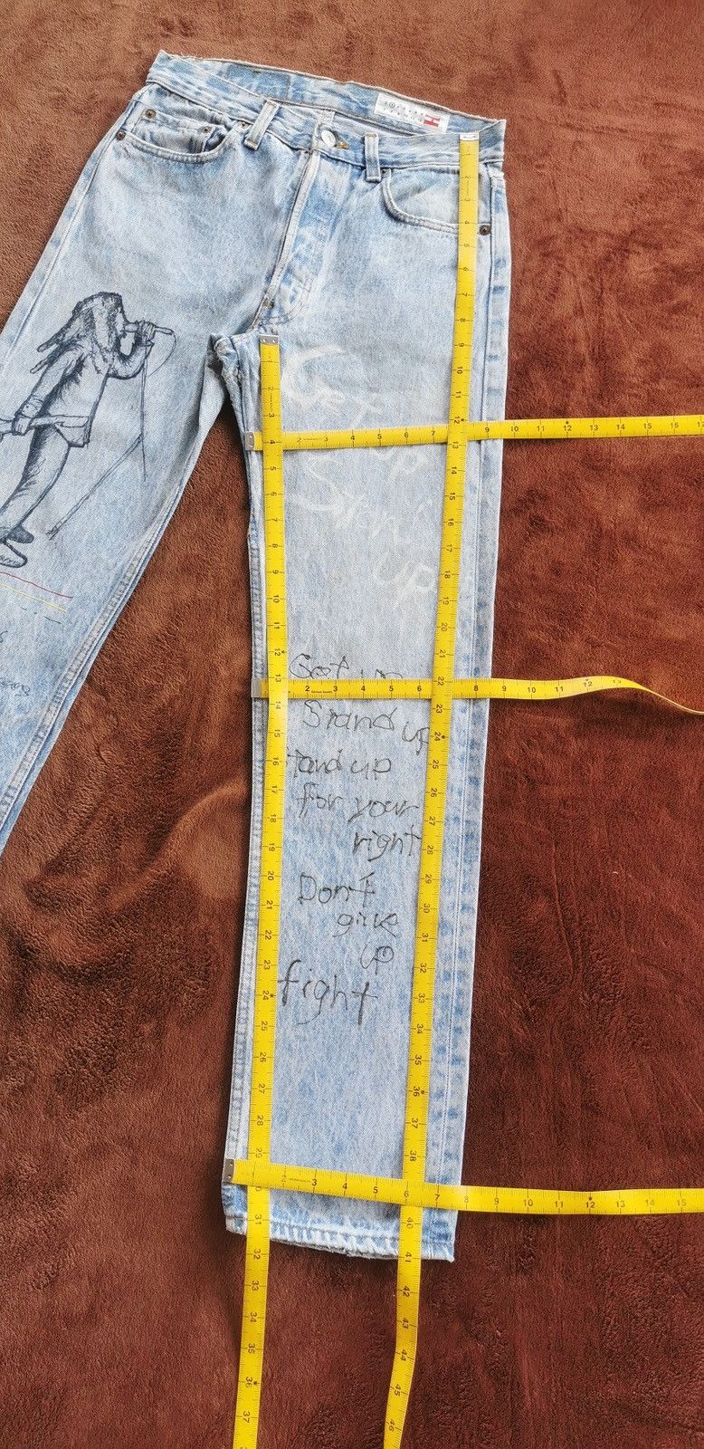 Levi's 90s Vintage Levis 501 Bob Marley Hitomi Handmade Denim Jeans Size US 28 / EU 44 - 15 Thumbnail