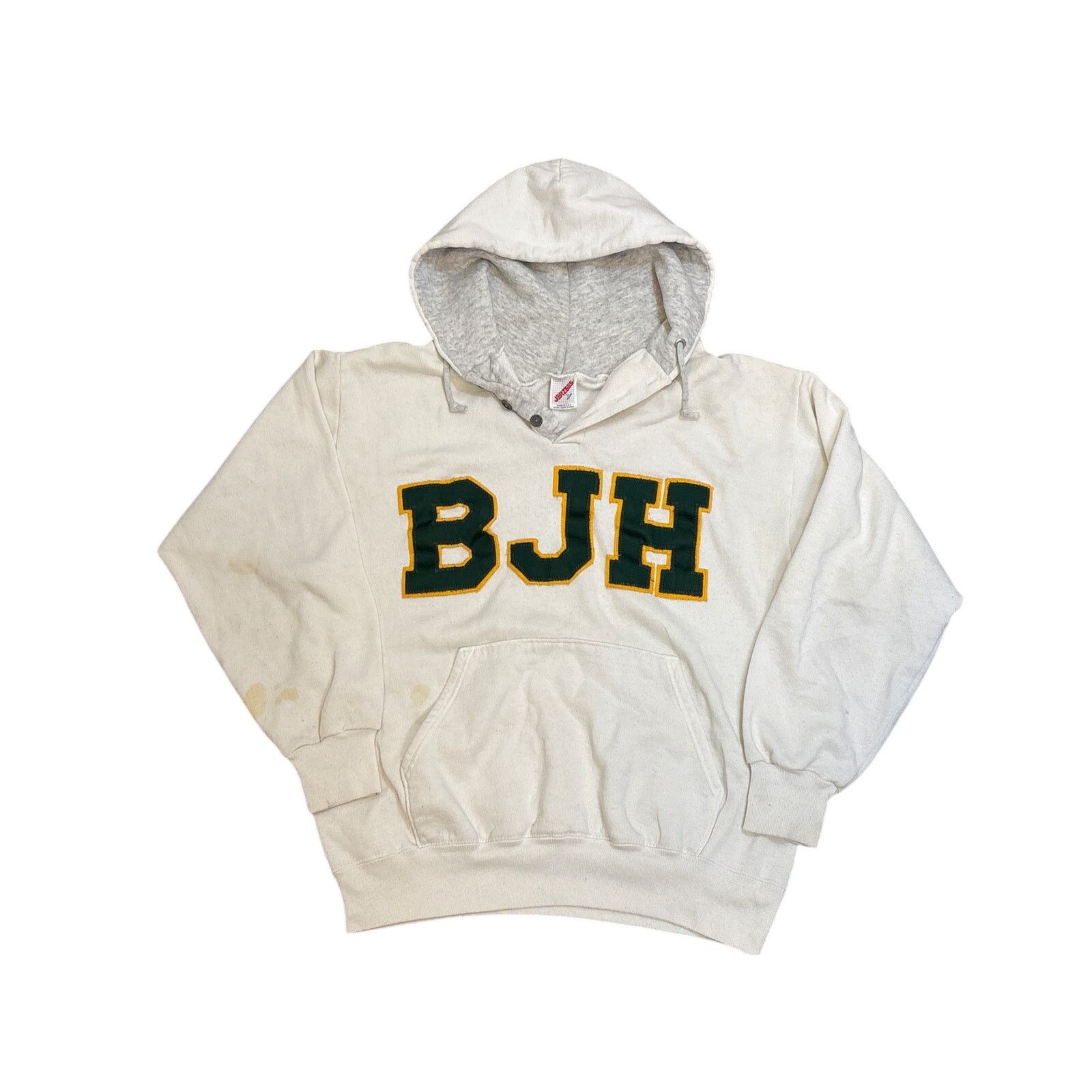 Jerzees Vintage 90s BJH Hoodie patchwork letters highschool Jr high Size US M / EU 48-50 / 2 - 1 Thumbnail