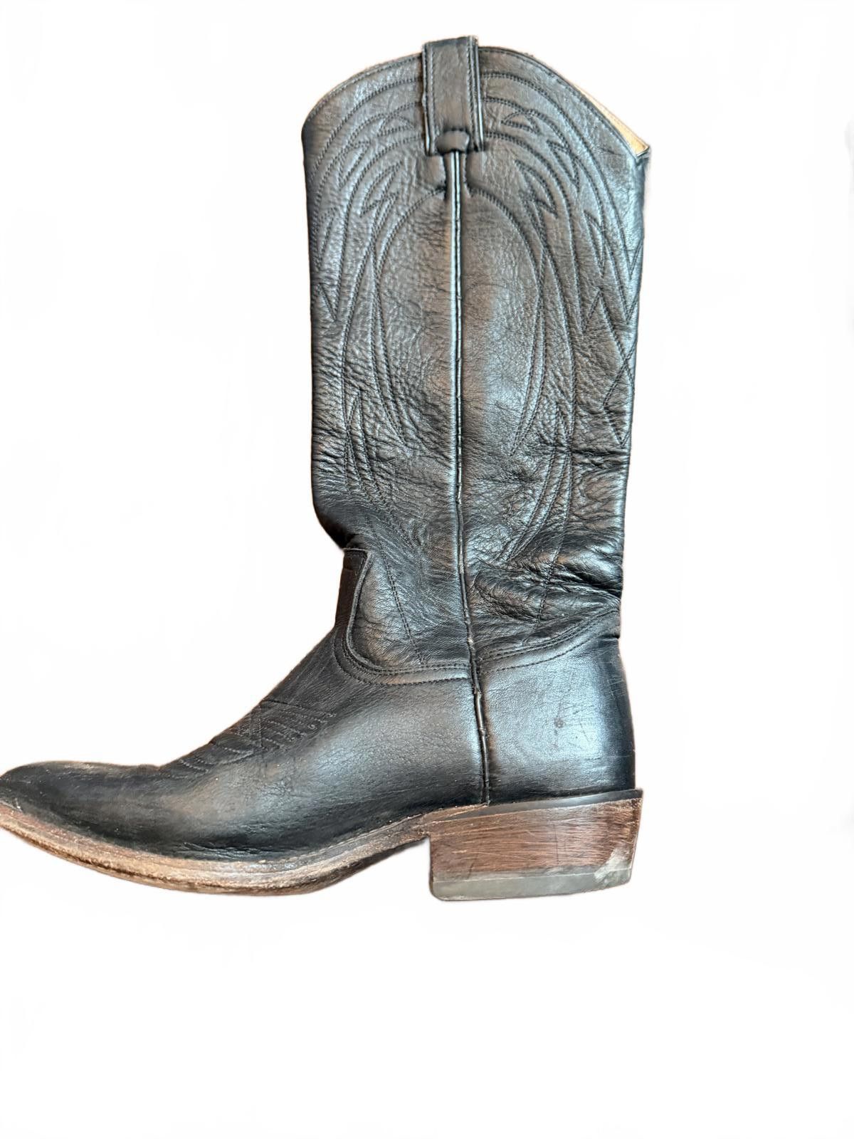 Frye Frye Classic Black Leather Cowboy Boots Size US 6.5 / IT 36.5 - 7 Thumbnail