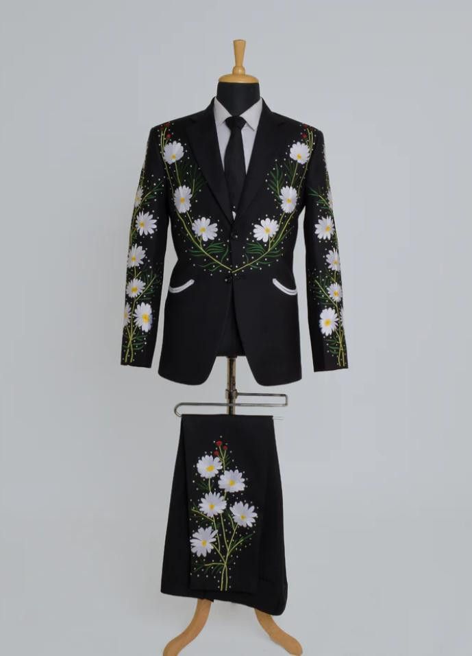 Other Men 2PC Customized floral embroidery western cocktail outfit Size 46S - 1 Thumbnail