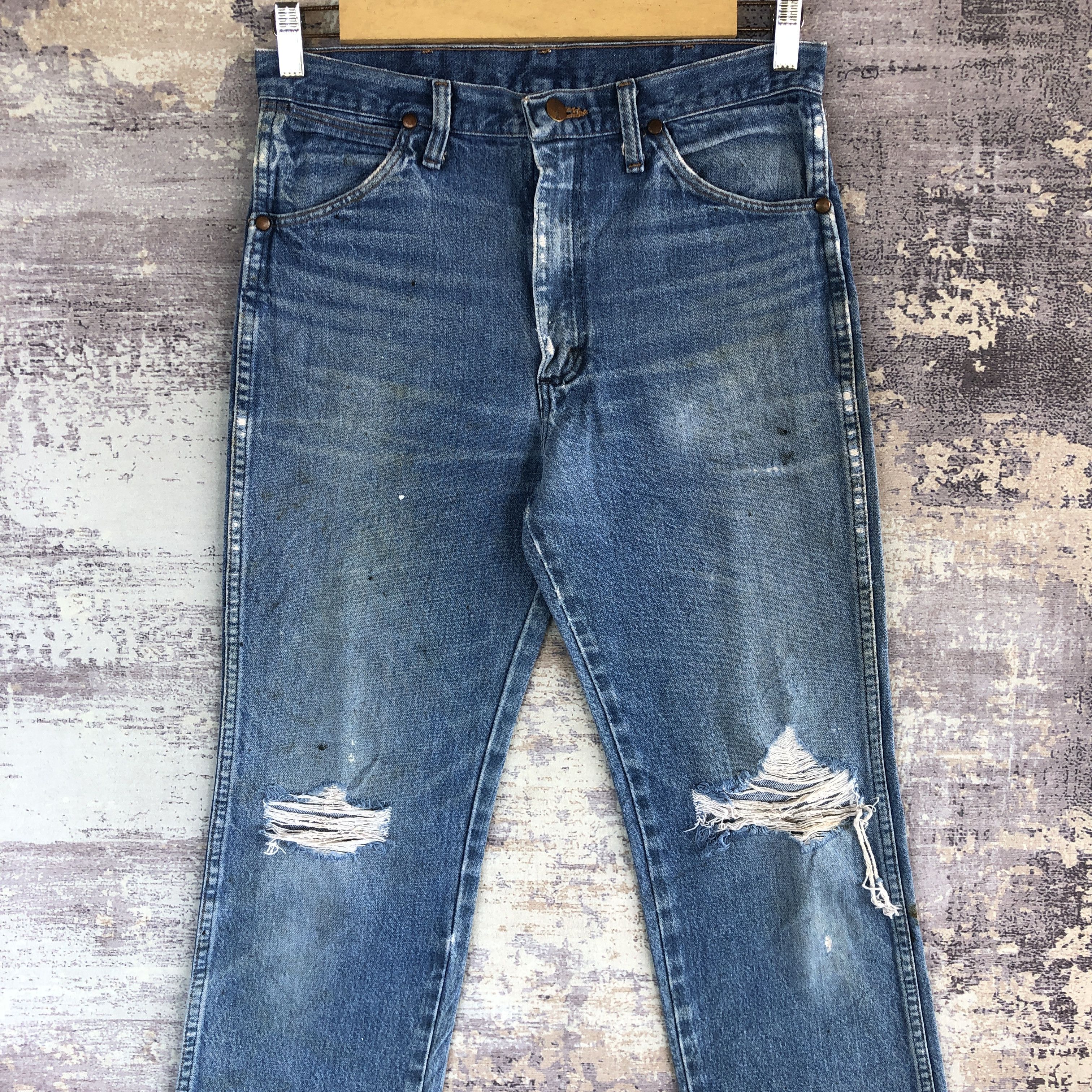 Vintage Vintage Distressed Wrangler Jeans Faded Blue Denim Pants Size US 30 / EU 46 - 3 Thumbnail