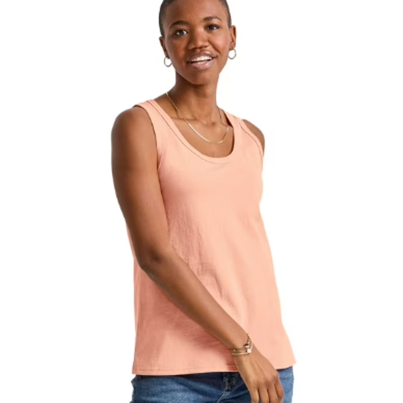 Hanes New Hanes Womens Small Essentials Orange Cotton Tank Top Size S / US 4 / IT 40 - 1 Thumbnail