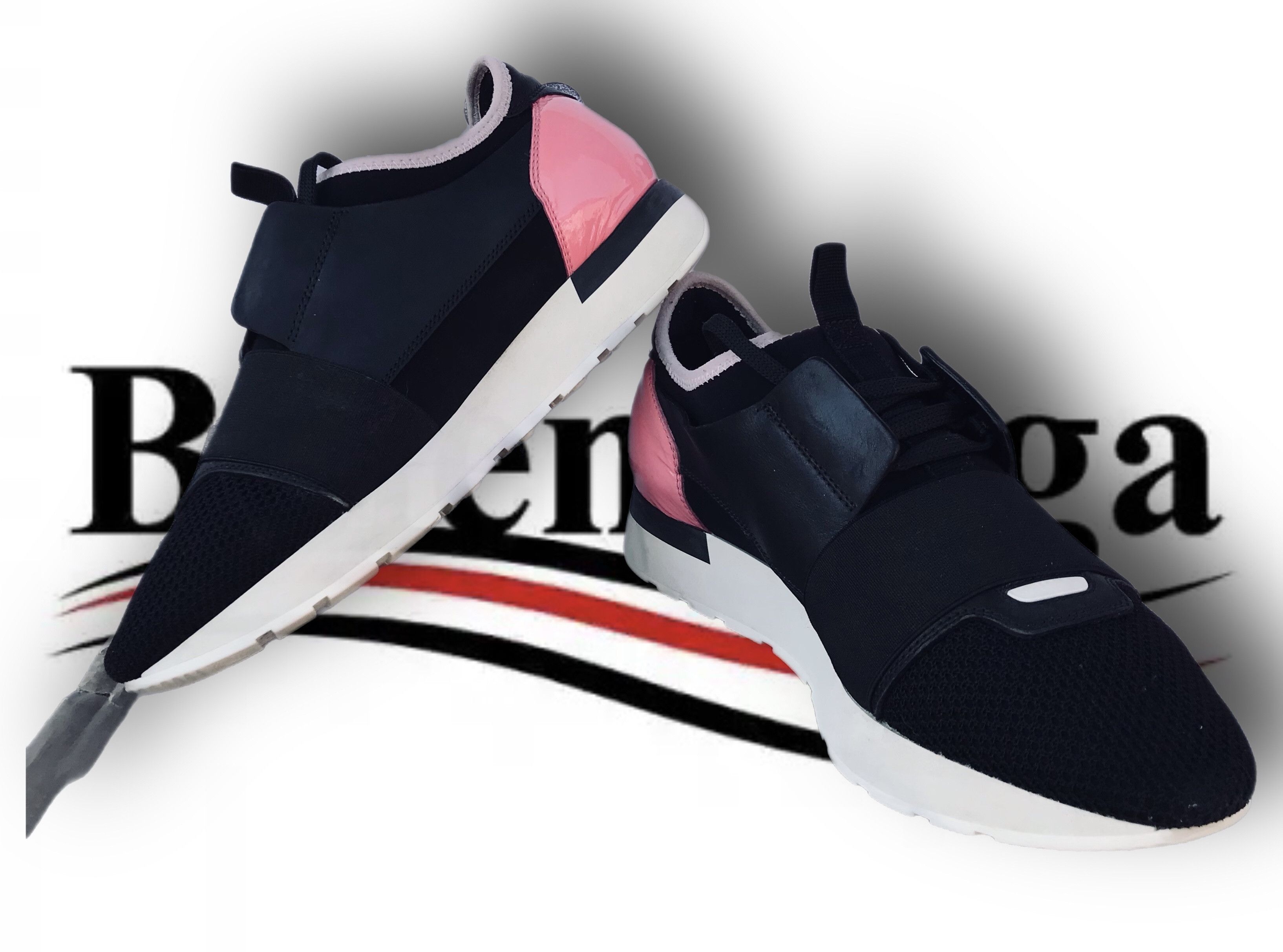 Balenciaga Balenciaga Black Pink Leather Mesh Race Runner Sneakers Size US 6 / IT 36 - 5 Thumbnail