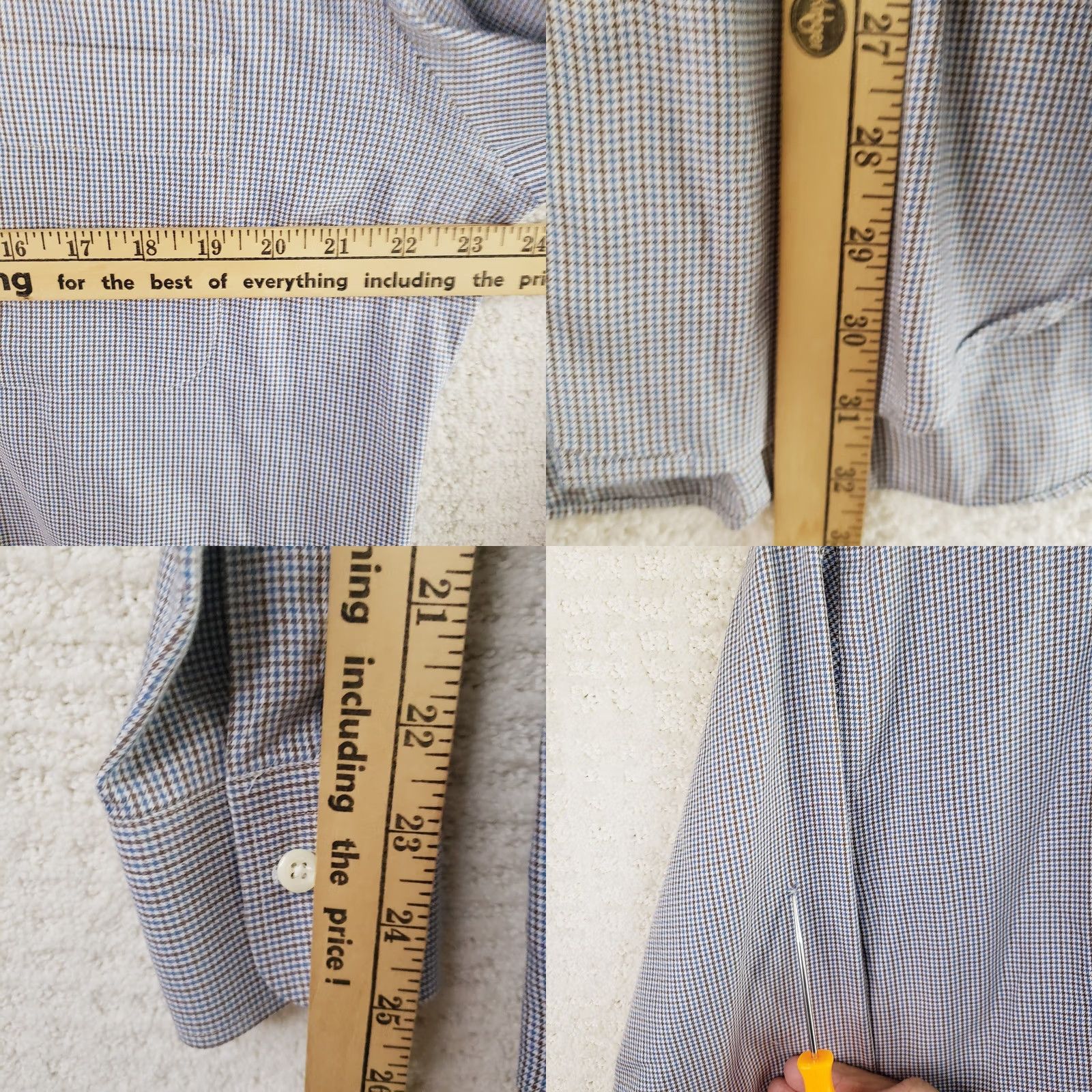 Peter Millar Peter Millar Men’s Dress Shirt M Blue Green White Check Button-Down Long Sleeve Shirt Mens Regular Redefined? Size 40R - 10 Thumbnail