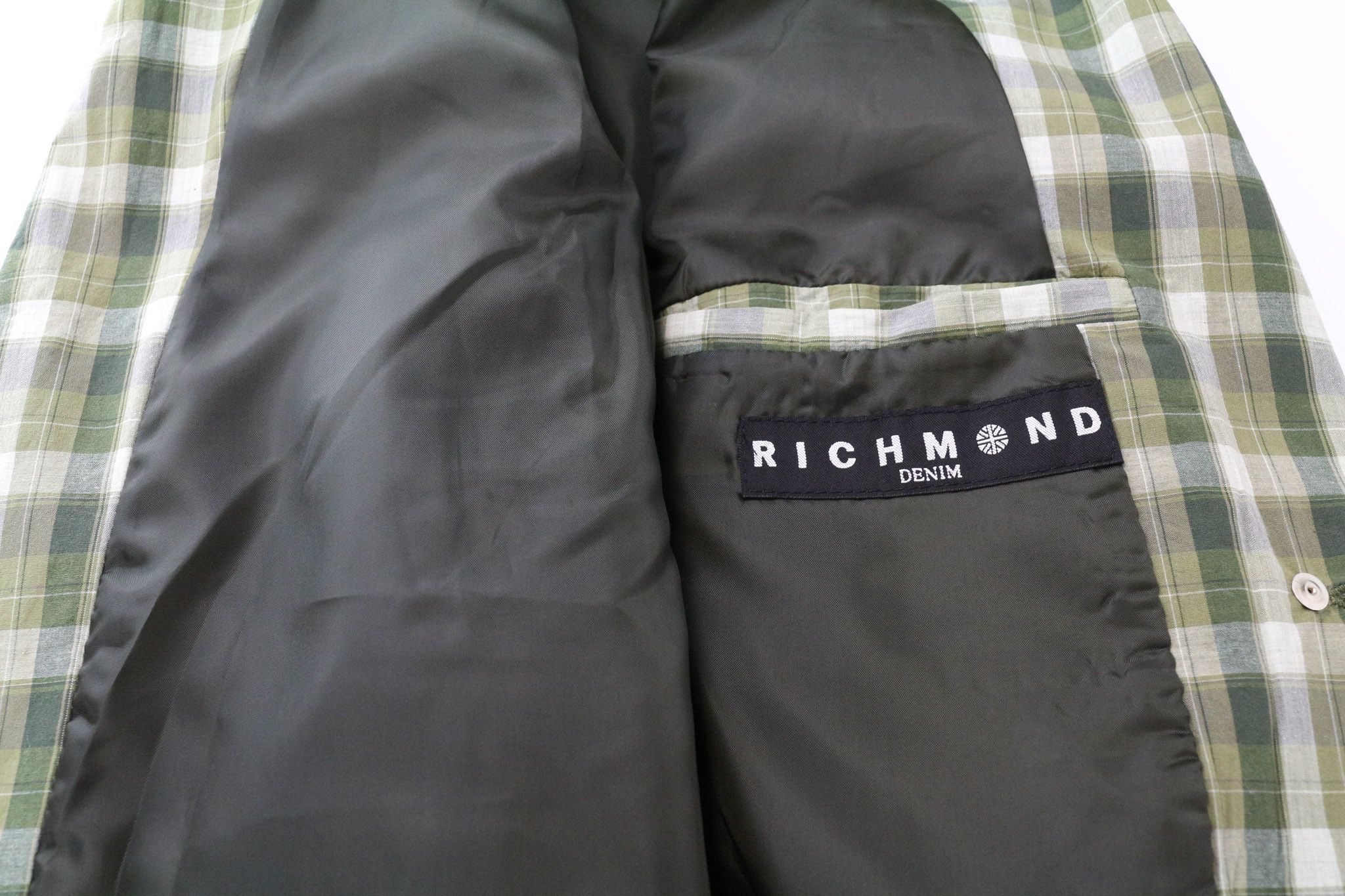 John Richmond 48 Green Cotton Checked Single-Breasted Blazer 74286 Size 38R - 6 Thumbnail