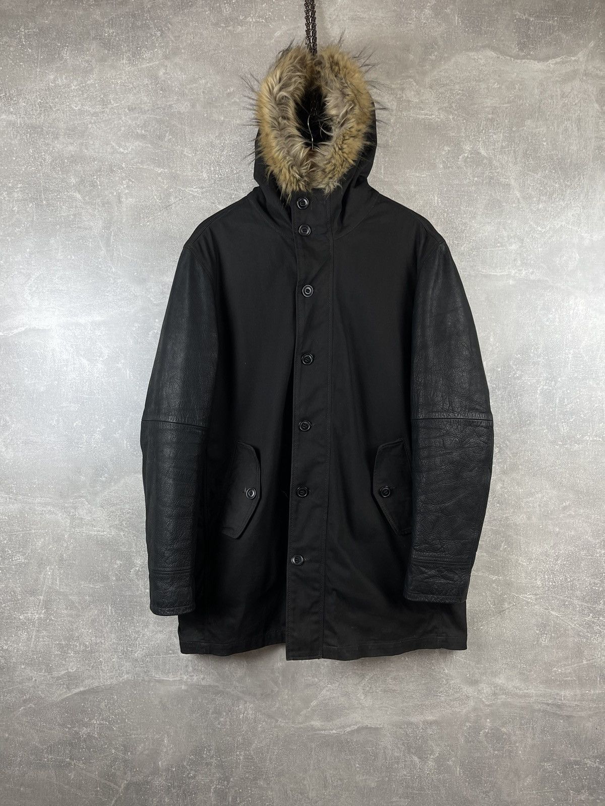 John Varvatos Archive John Varvatos USA Leather/Wax Cotton Parka Jacket Size US M / EU 48-50 / 2 - 1 Thumbnail