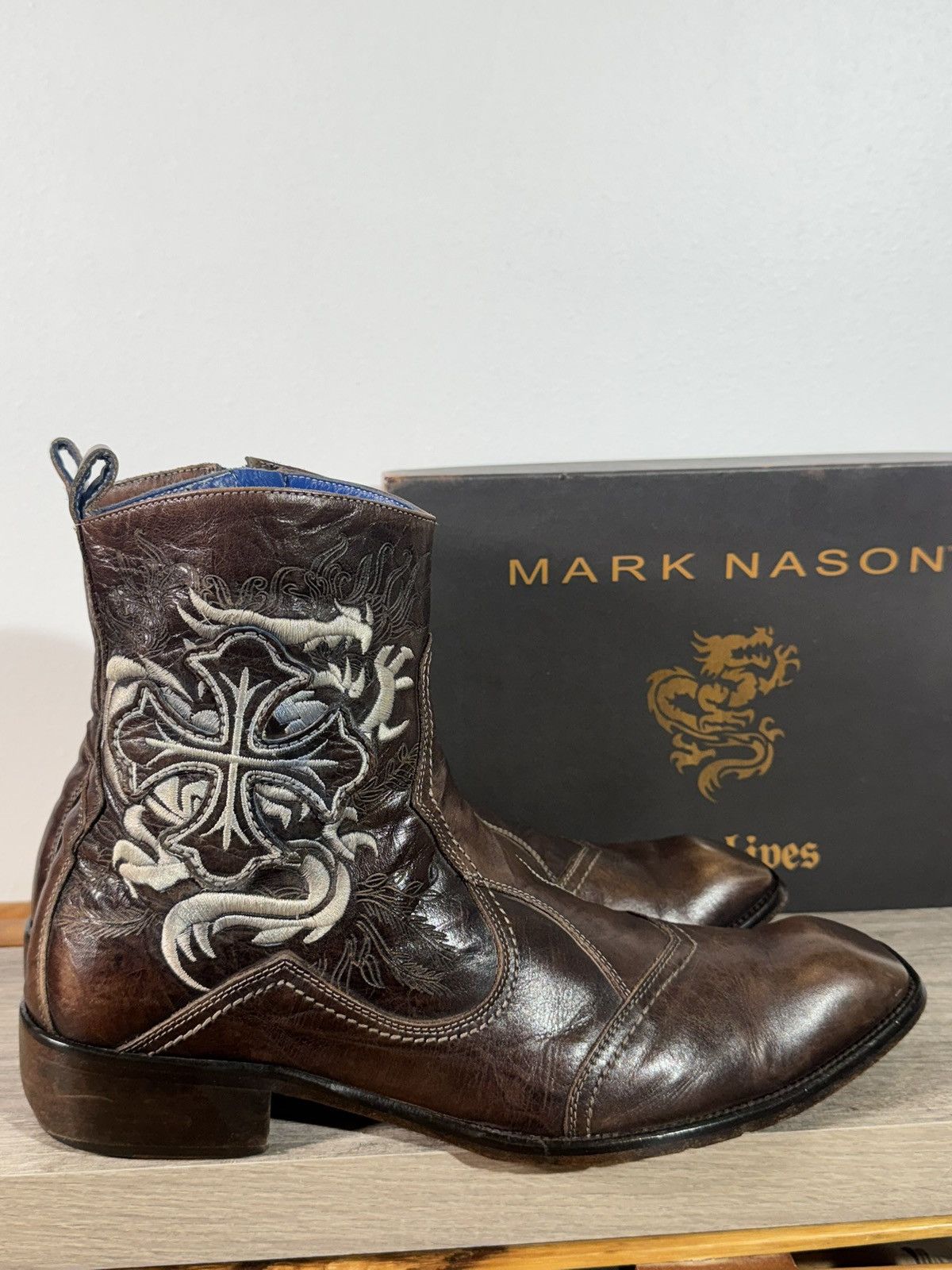 Mark Nason Lounge U Rock GOTH Side-Zip Leather Ankle Boots Men\'s Sz 9 Vintage Mark Nason Lounge In Men main image 3