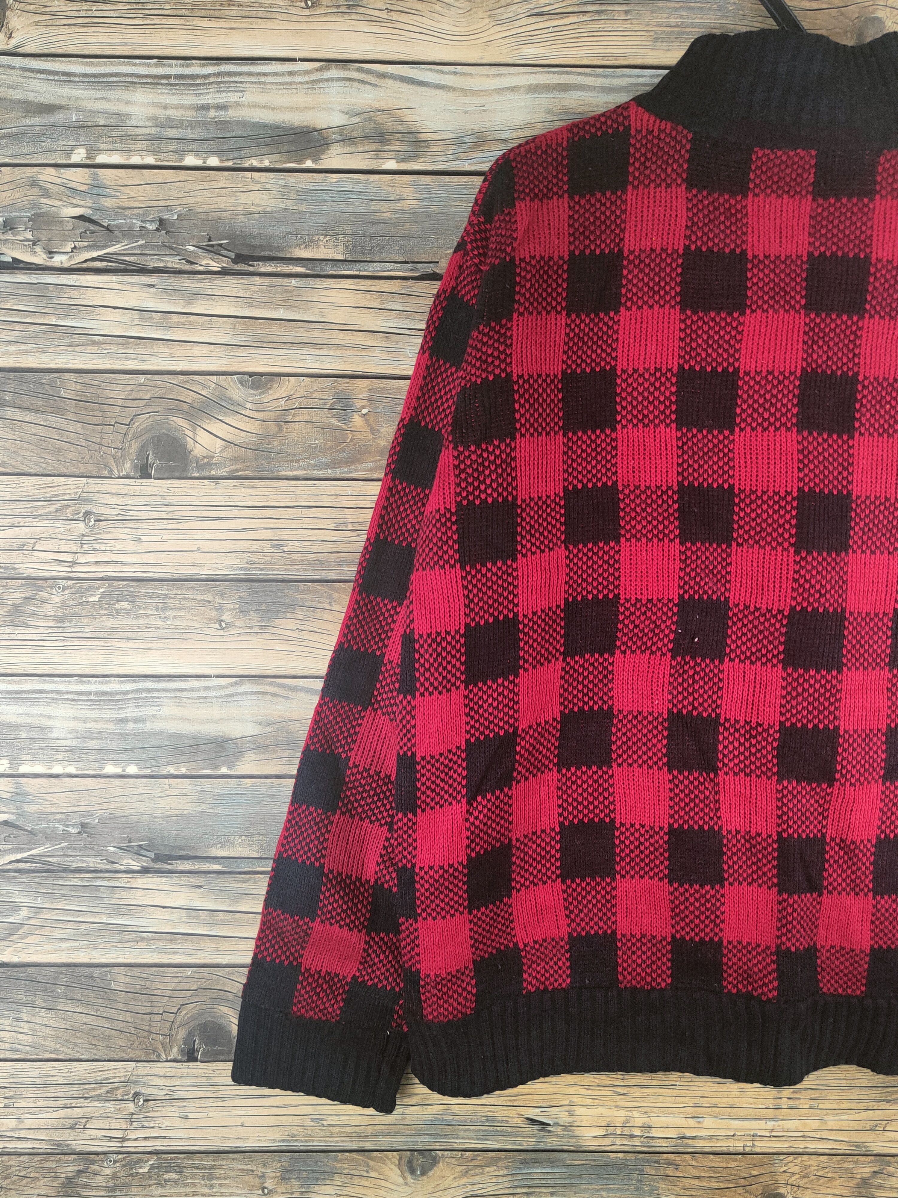 Japanese Brand DL Generate Red Black Knitwear Sweaters #46-476 Size US L / EU 52-54 / 3 - 8 Thumbnail