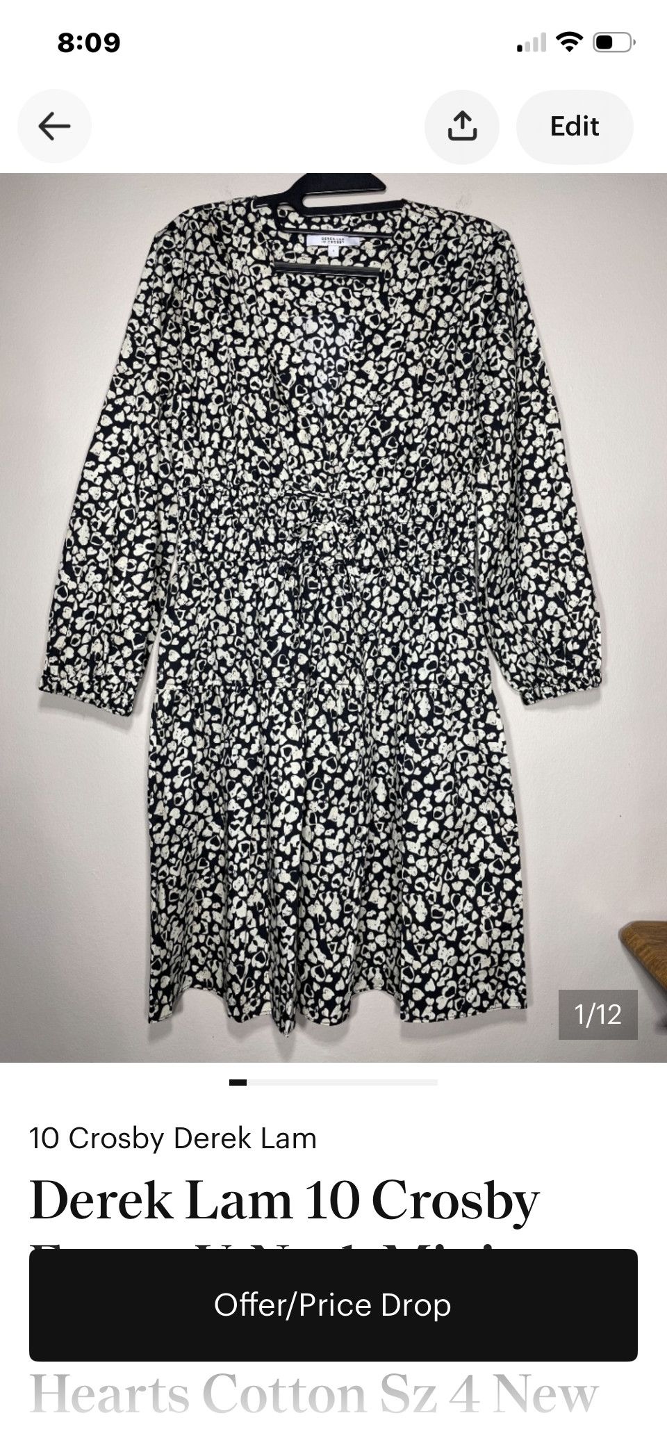 Derek Lam 10 Crosby Derek Lam 10 Crosby V-Neck Mini Dress Hearts Cotton Sz 4 New Size S / US 4 / IT 40 - 1 Thumbnail