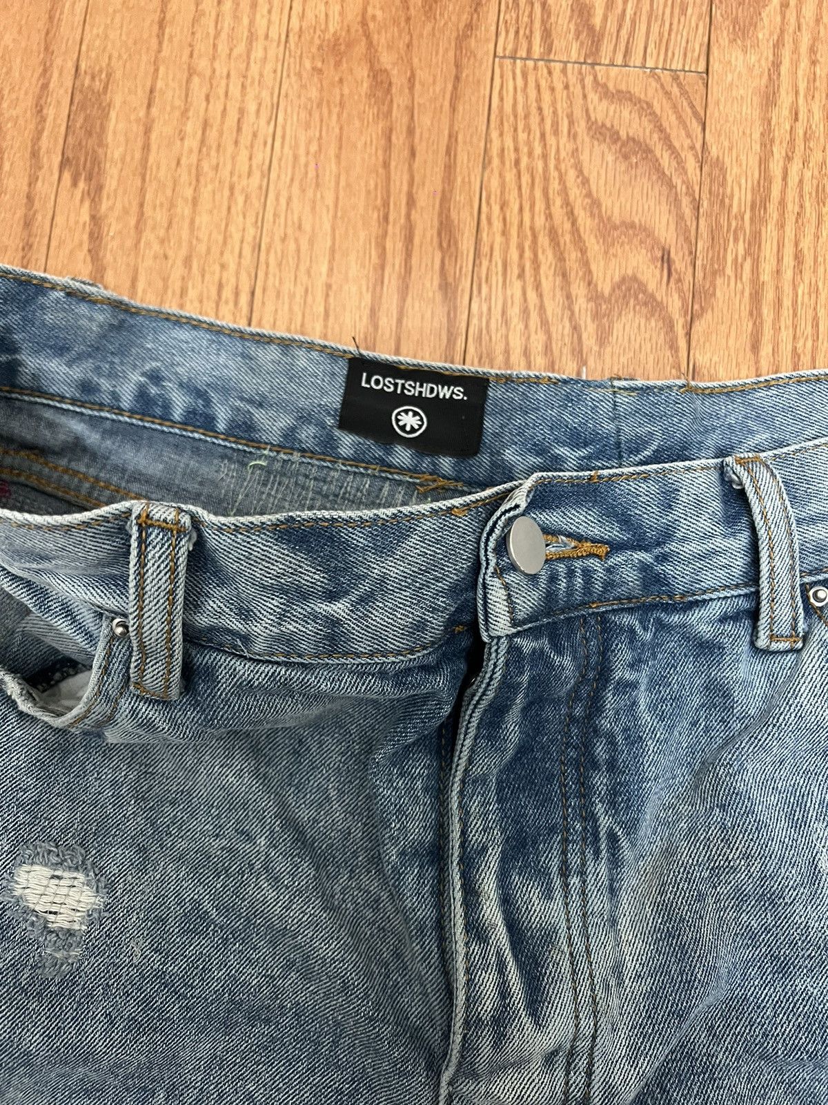 LOSTSHDWS LOSTSHDWS Light Wash Distress Denim Size US 38 / EU 54 - 3 Thumbnail