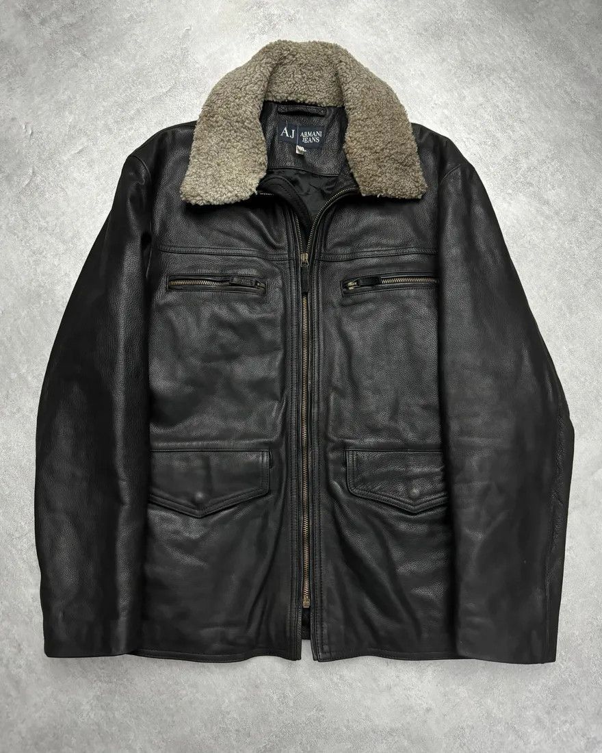 ジャケット・アウター vintage armani jeans lether jacket 90s ARMANI JEANS Leather Jacket | VOSTOK