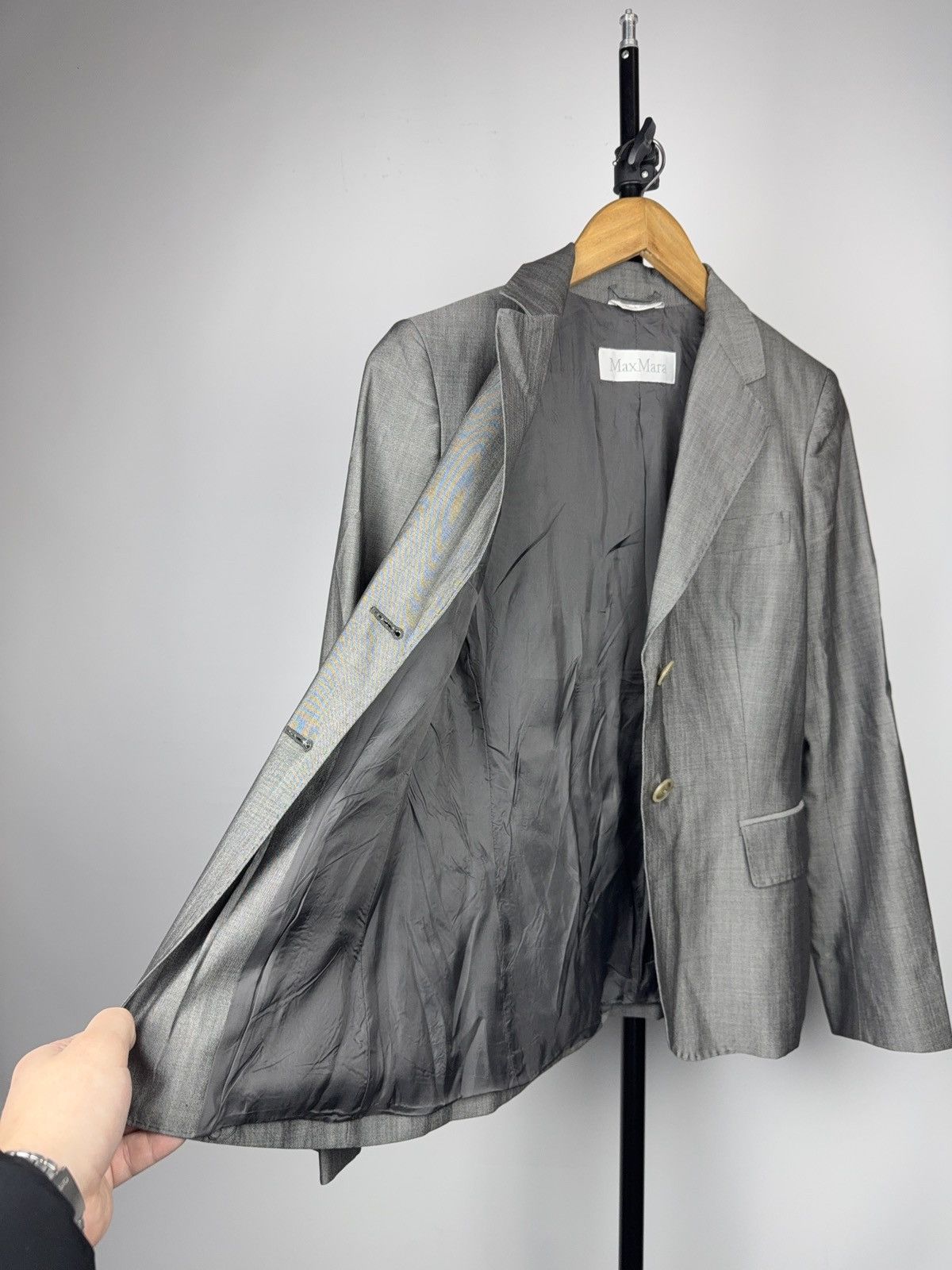 Max Mara Luxury Retro Style 00s MaxMara Grey Tailored Blazer Jacket Size S / US 4 / IT 40 - 7 Thumbnail