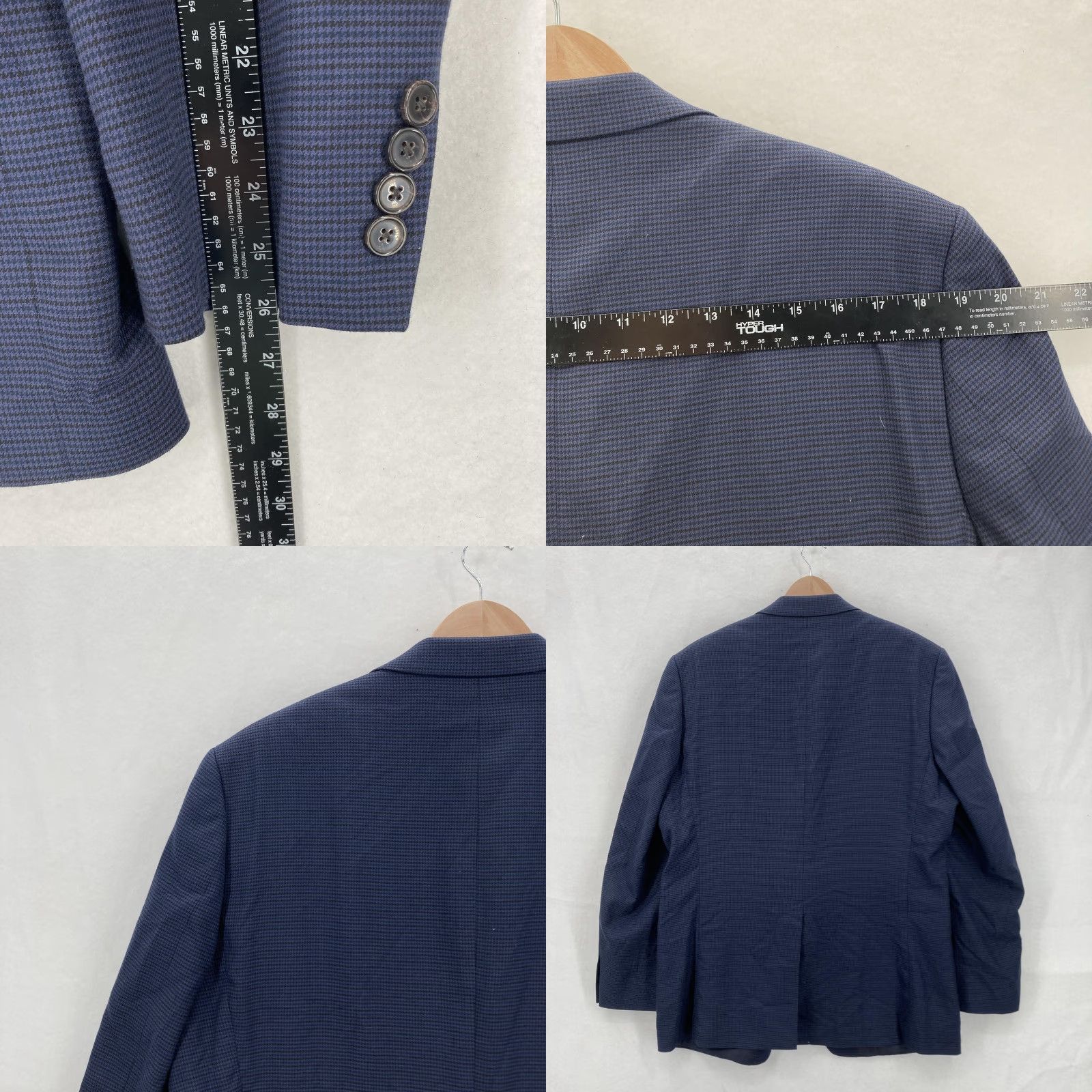 Ralph Lauren Lauren Ralph Lauren Blazer Mens 44L Dark Blue Houndstooth Two Button Black Label Size 44R - 9 Thumbnail